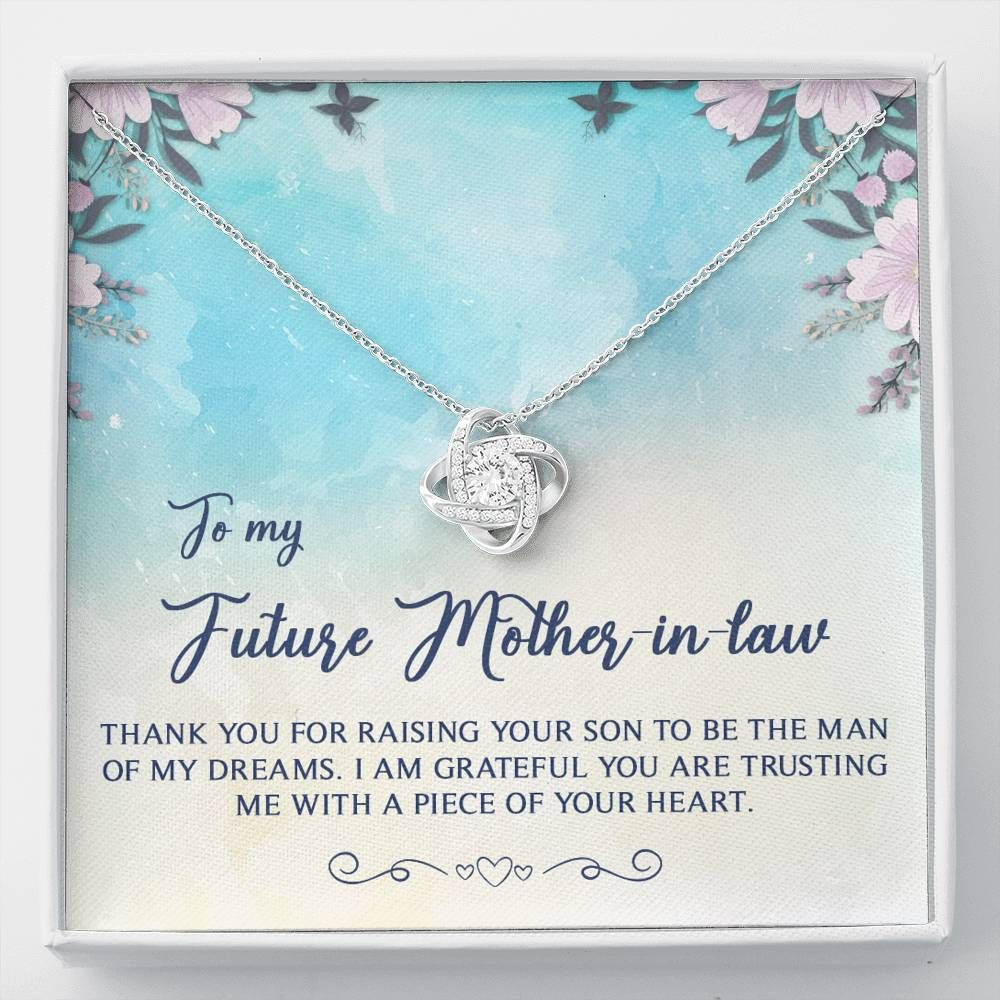 A Piece Of Your Heart 14K White Gold Love Knot Necklace Gift For Mother In Law