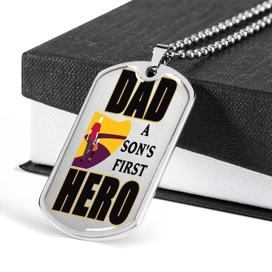 A Son’s First Hero Dog Tag Necklace Gift For Dad