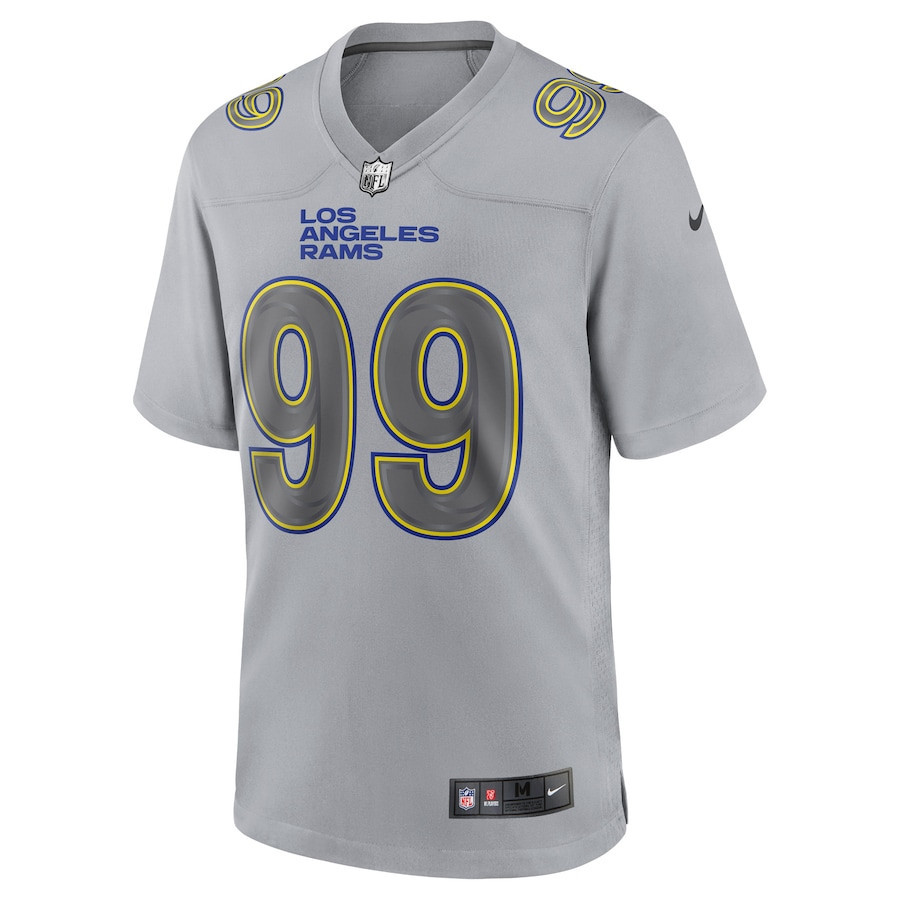 Aaron Donald 99 Los Angeles Rams Atmosphere Fashion Game Stitched Jersey – Gray