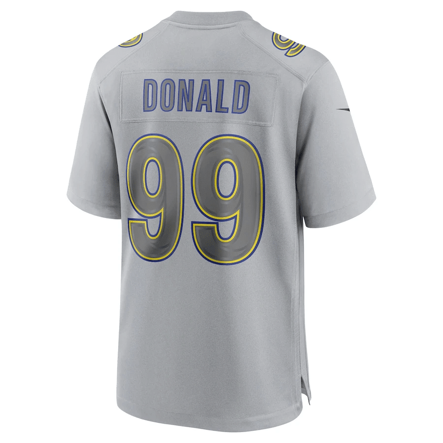 Aaron Donald 99 Los Angeles Rams Men Atmosphere Fashion Game Stitched Jersey – Gray