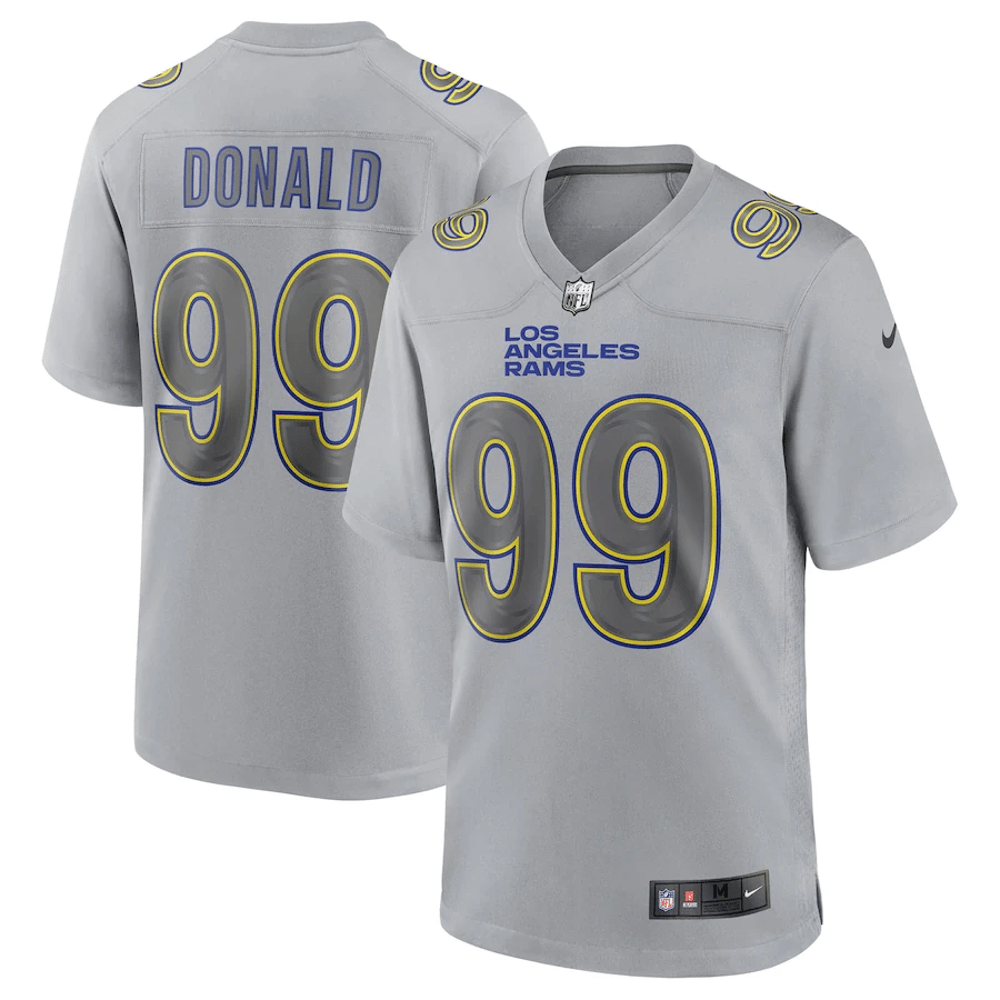 Aaron Donald 99 Los Angeles Rams Men Atmosphere Fashion Game Stitched Jersey – Gray