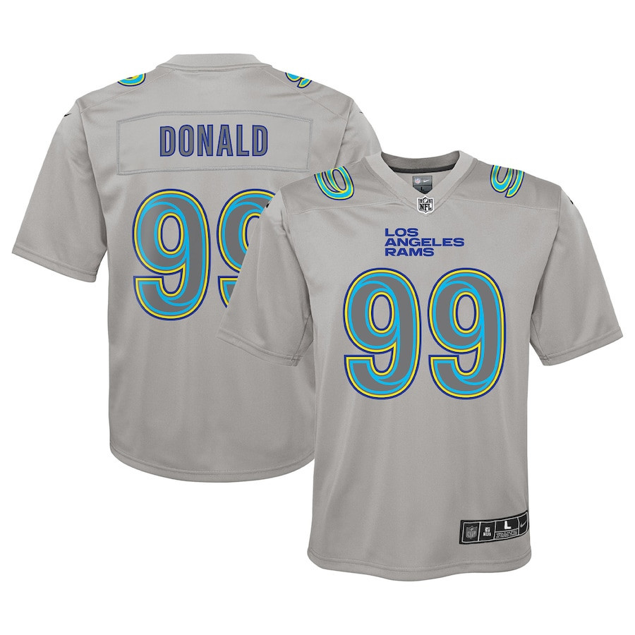 Aaron Donald 99 Los Angeles Rams Youth Atmosphere Game Stitched Jersey – Gray