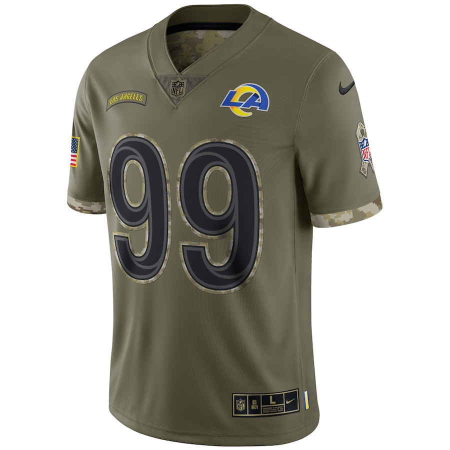 Aaron Donald Los Angeles Rams 2022 Salute To Service Limited Stitched Jersey – Olive