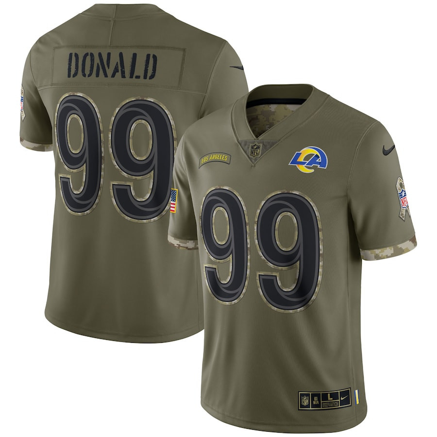 Aaron Donald Los Angeles Rams 2022 Salute To Service Limited Stitched Jersey – Olive