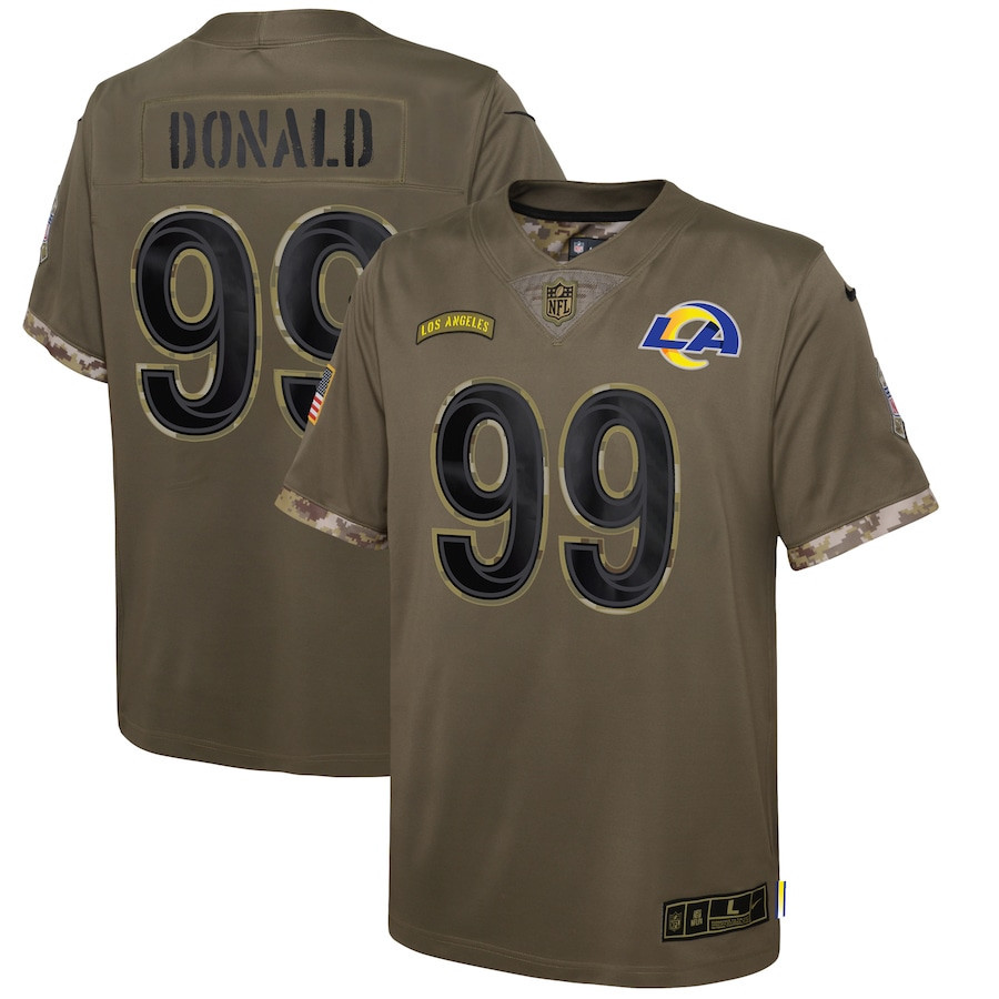 Aaron Donald Los Angeles Rams 2022 Salute To Service Player Limited Stitched Jersey – Olive