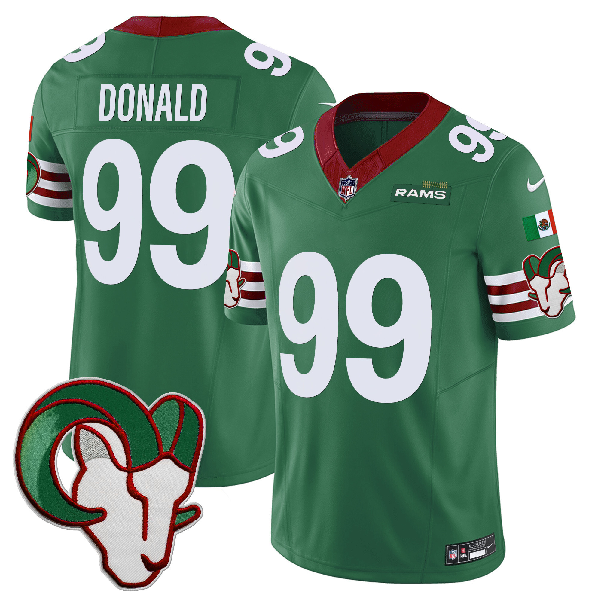 Aaron Donald Men's Los Angeles Rams Mexico Vapor Limited Green Jersey - All Stitched 