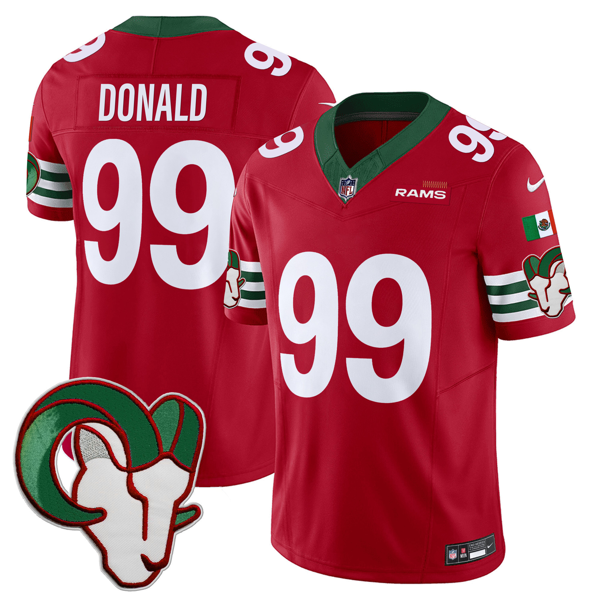 Aaron Donald Men's Los Angeles Rams Mexico Vapor Limited Red Jersey - All Stitched 