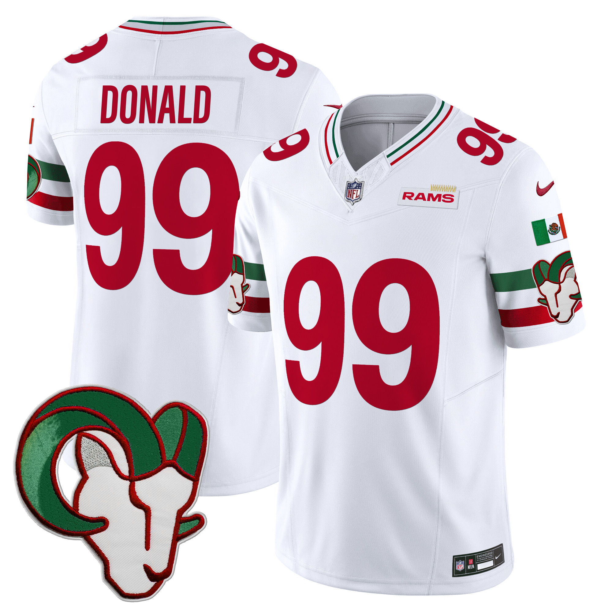 Aaron Donald Men's Los Angeles Rams Mexico Vapor Limited White Jersey - All Stitched 