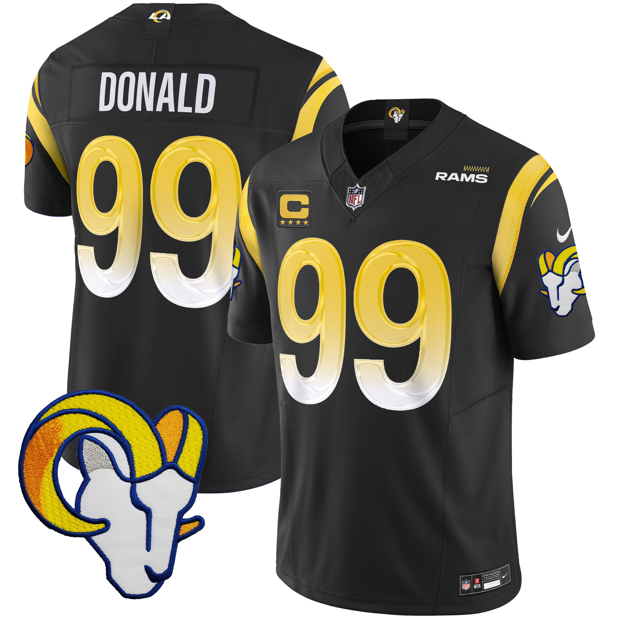 Aaron Donald Men's Los Angeles Rams Vapor Limited Black Jersey - All Stitched 
