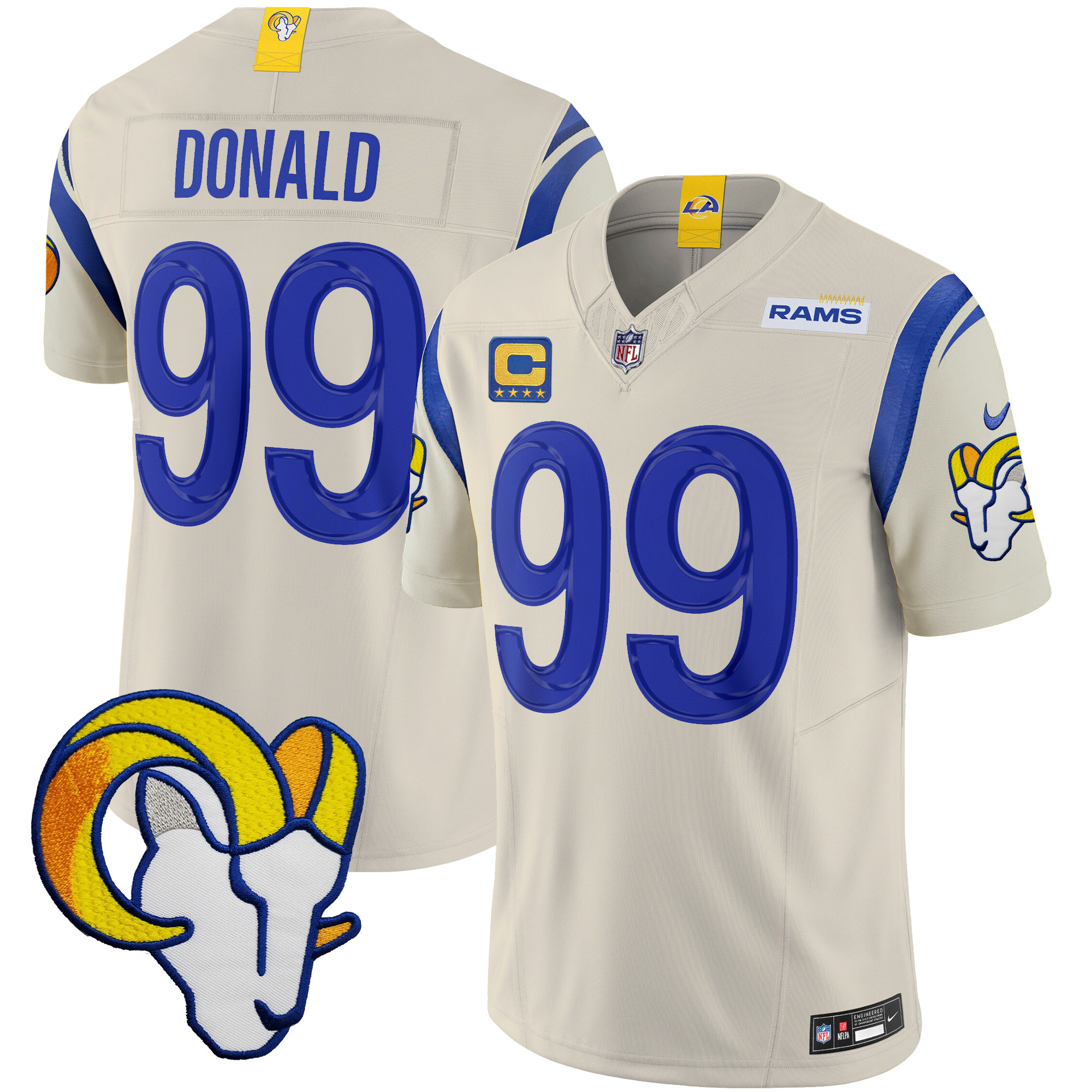 Aaron Donald Men's Los Angeles Rams Vapor Limited Bone Jersey - All Stitched 