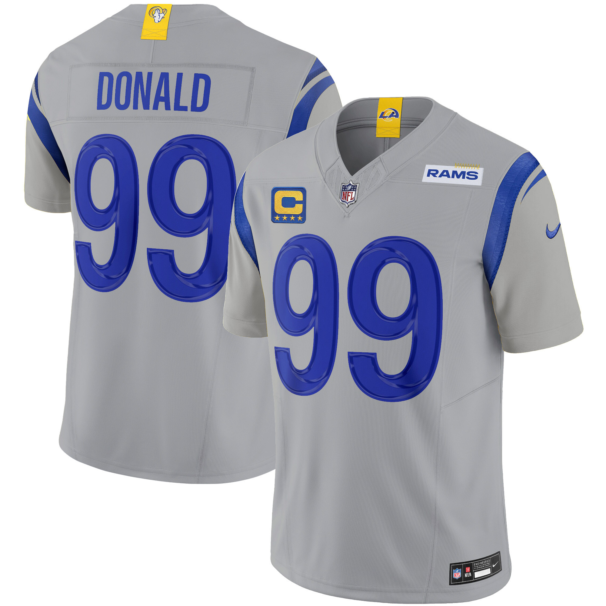 Aaron Donald Men's Los Angeles Rams Vapor Limited Gray Jersey - All Stitched 