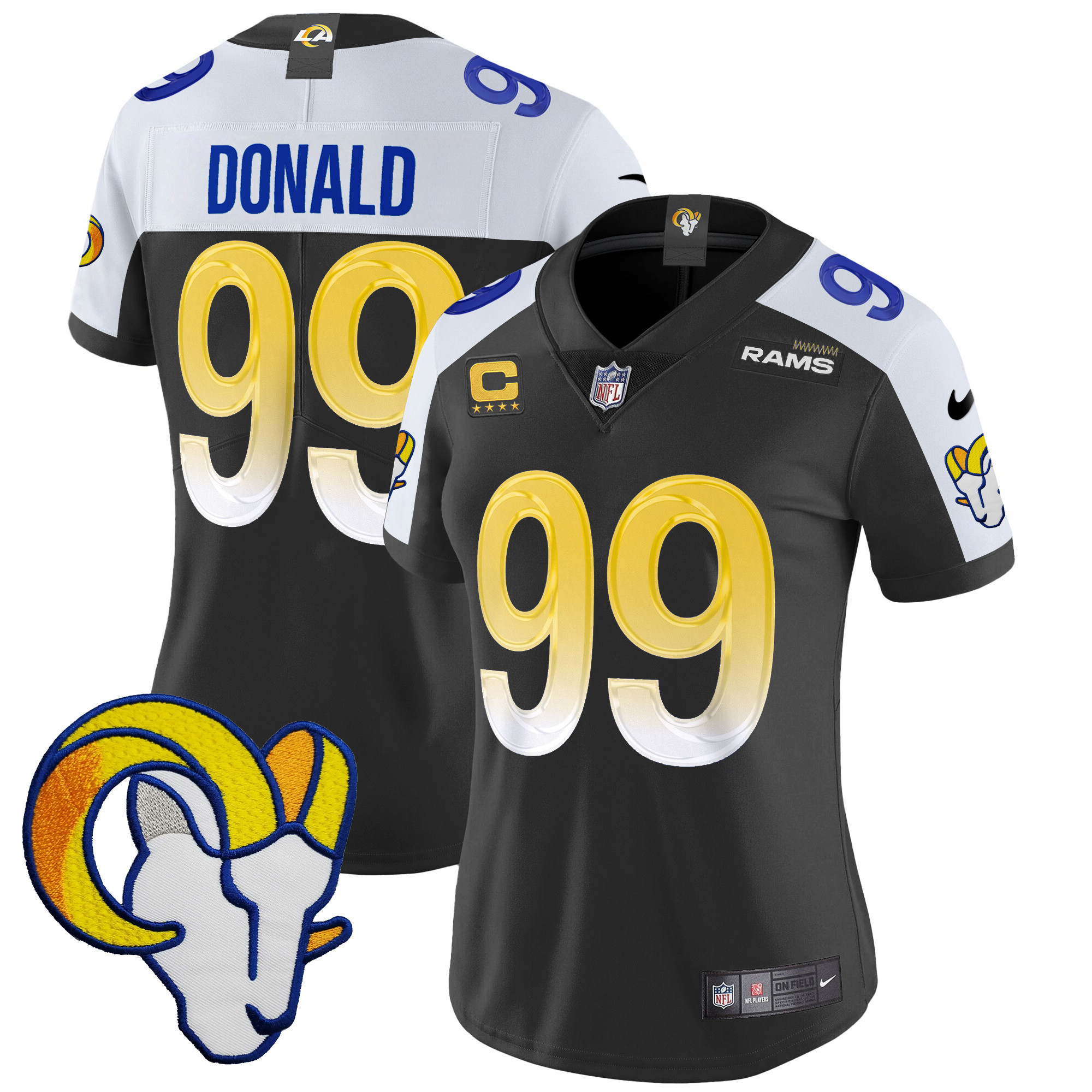 Aaron Donald Women's Los Angeles Rams Vapor Limited Black Alternate Jersey - All Stitched 