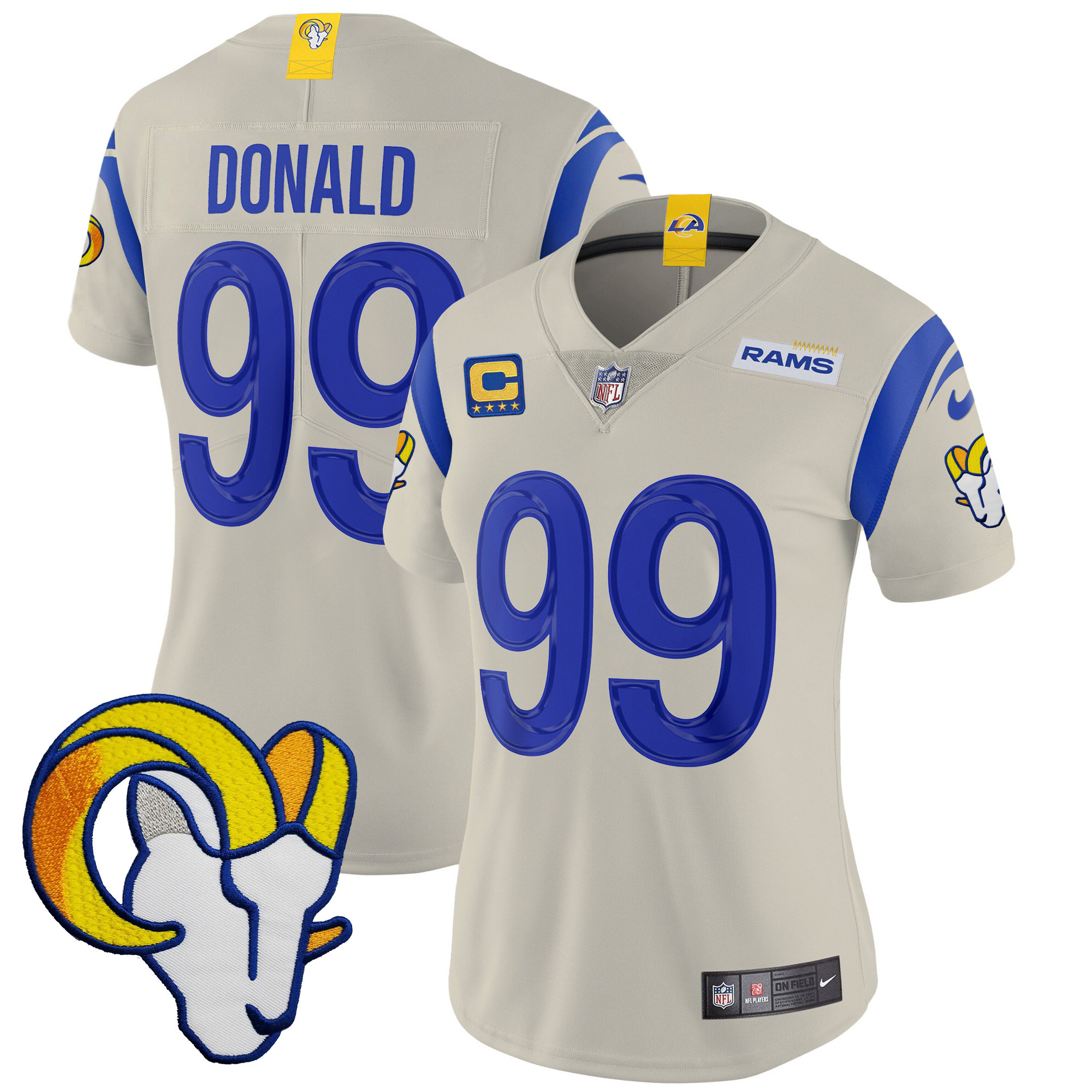 Aaron Donald Women's Los Angeles Rams Vapor Limited Bone Jersey - All Stitched 