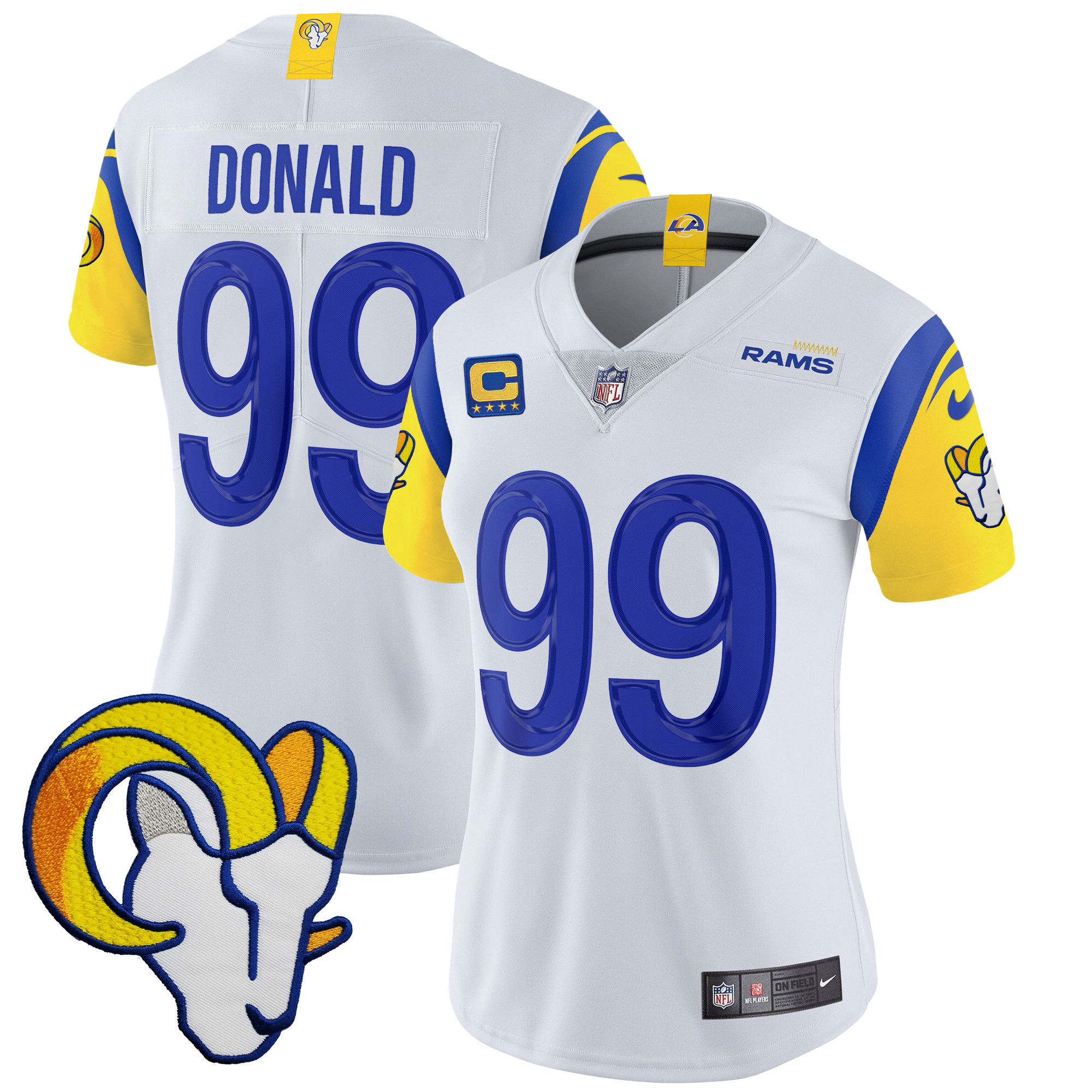 Aaron Donald Women's Los Angeles Rams Vapor Limited White Jersey - All Stitched 