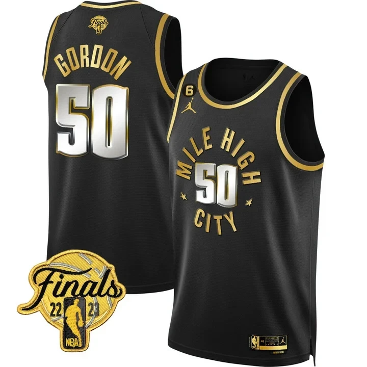 Aaron Gordon Denver Nuggets NBA Finals Patch Mile High Black Limited Jersey - All Stitched