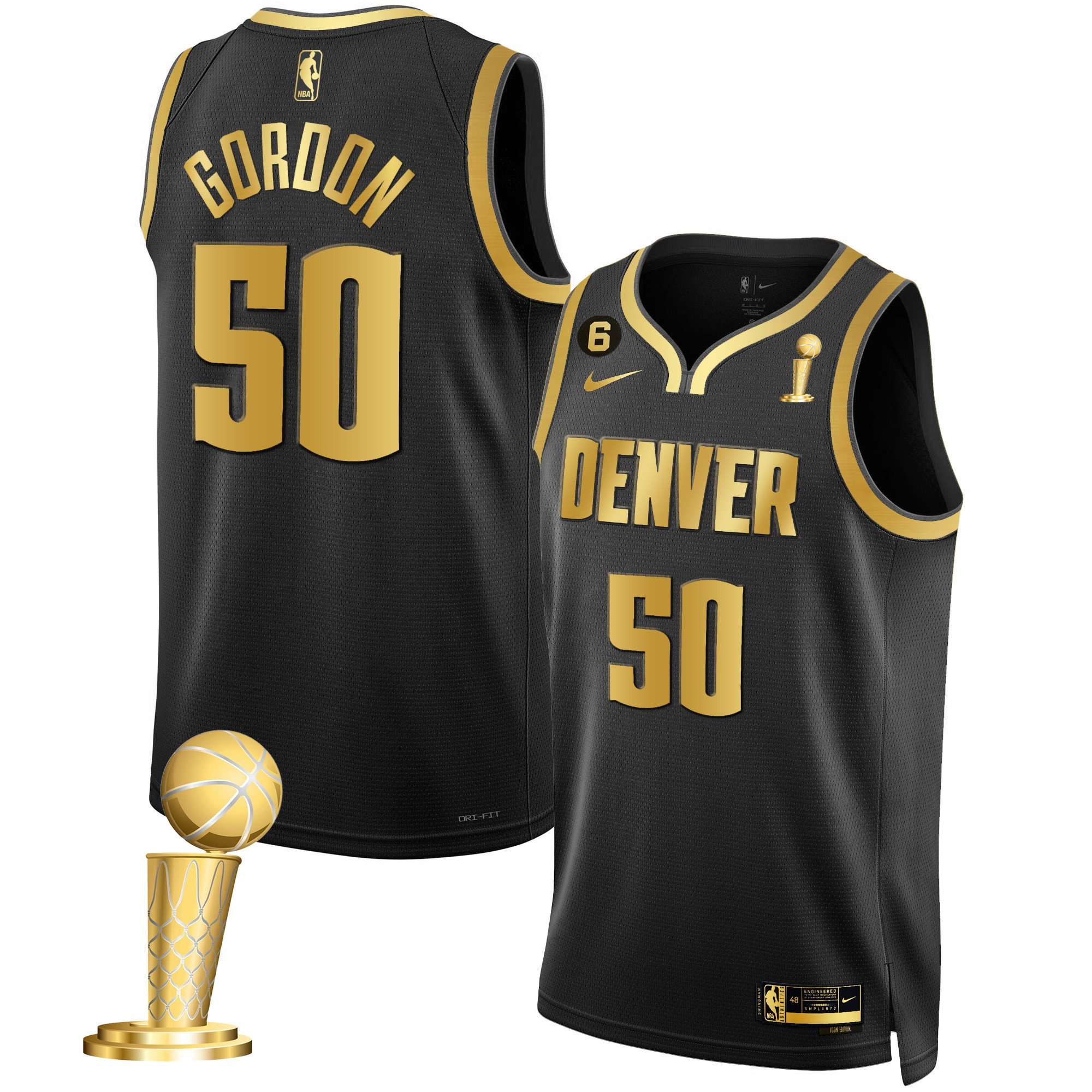 Aaron Gordon Men's Denver Nuggets 2023 Champions Black & White Gold Black Gold Jersey - All Stitched