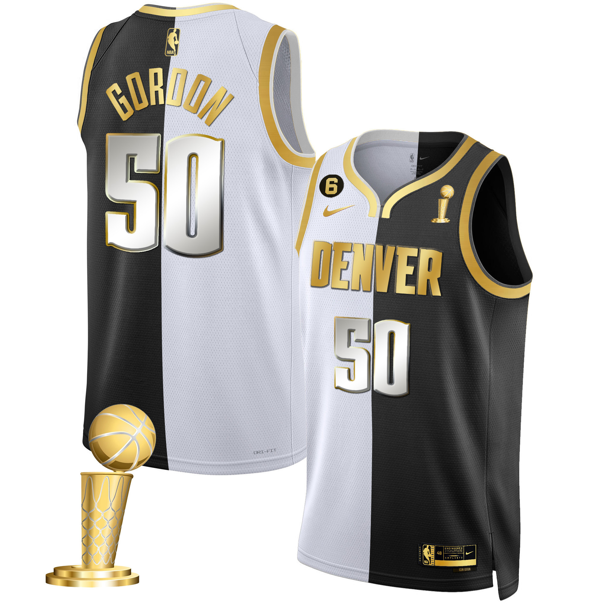Aaron Gordon Men's Denver Nuggets 2023 Champions Black & White Gold Split Limited Jersey - All Stitched