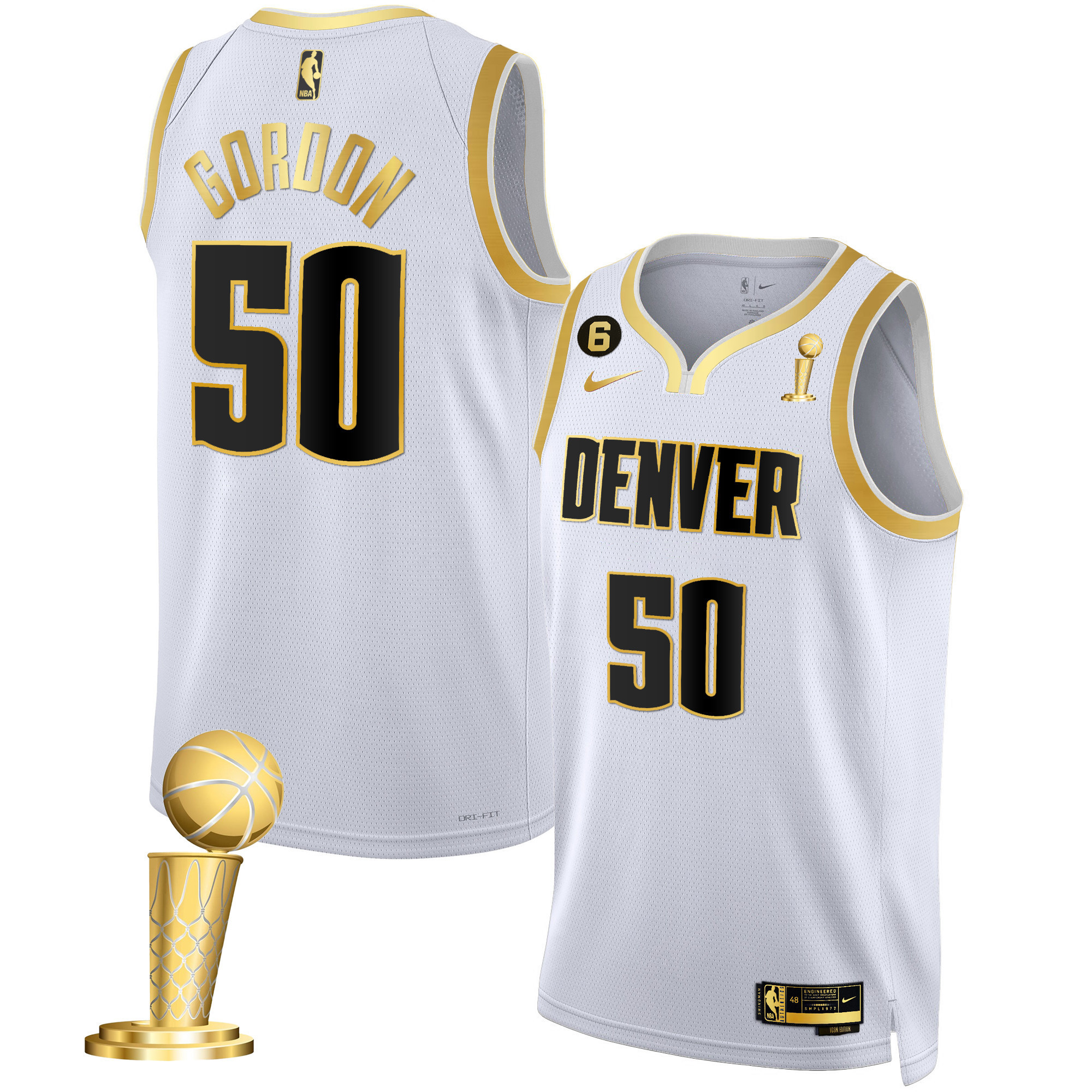 Aaron Gordon Men's Denver Nuggets 2023 Champions Collection White Gold Jersey - All Stitched