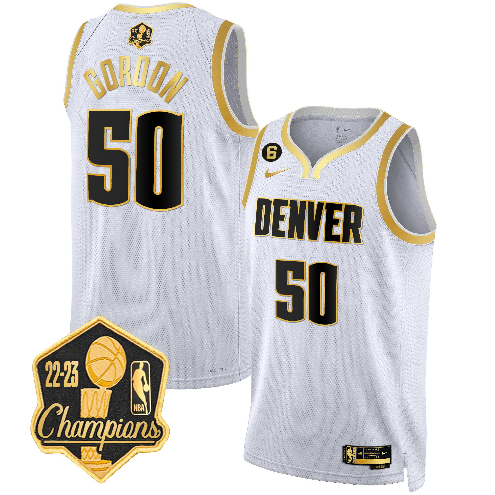 Aaron Gordon Men's Denver Nuggets 2023 Champions Limited Patch White Gold Jersey - All Stitched