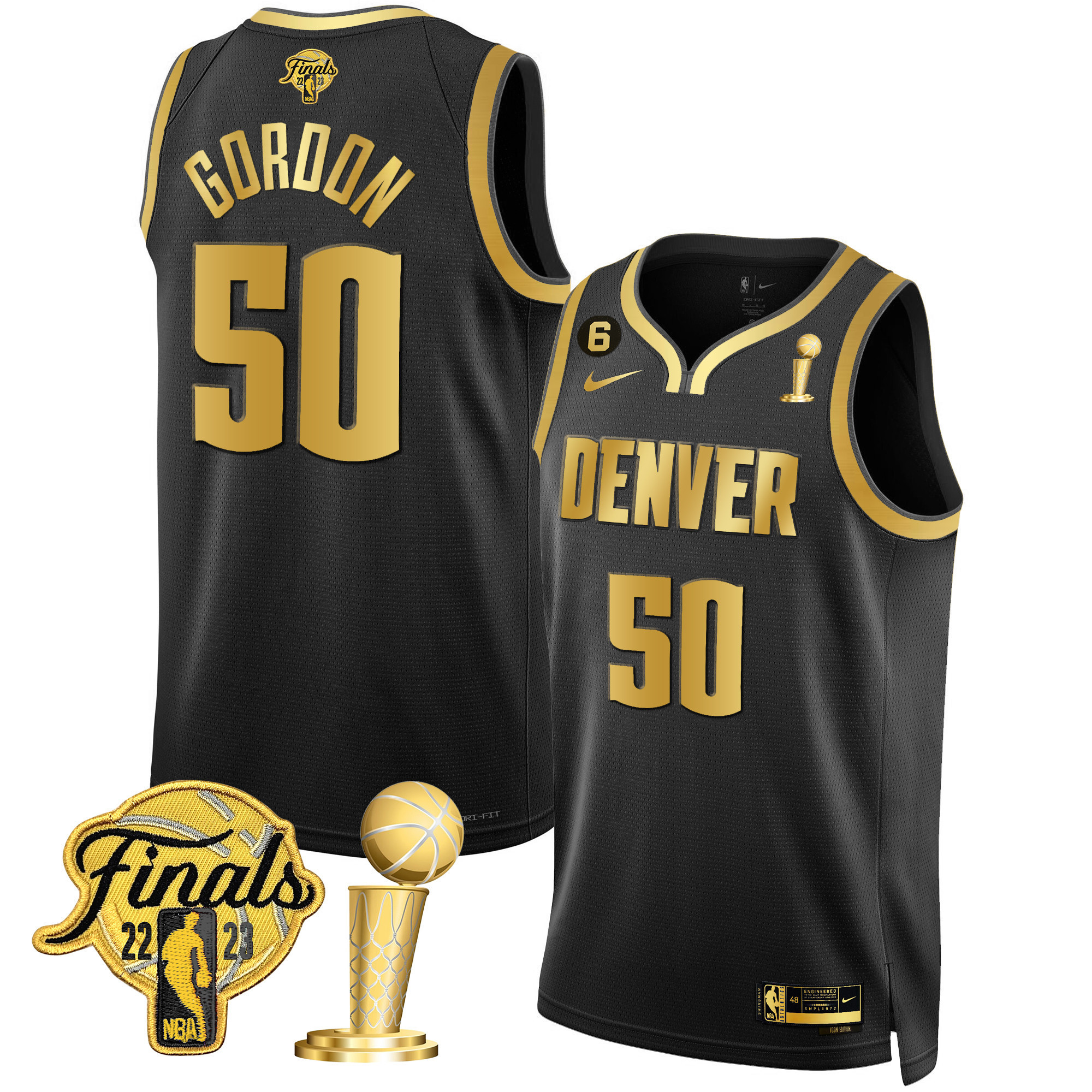 Aaron Gordon Men's Denver Nuggets 2023 Finals & Champions Black & White Gold Black Gold Jersey - All Stitched