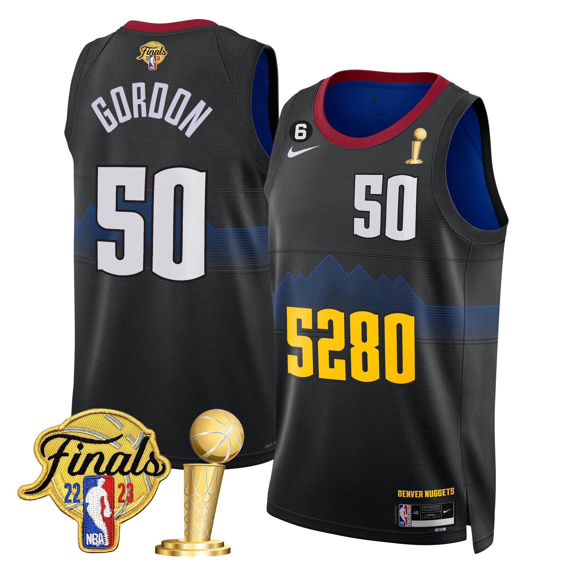 Aaron Gordon Men's Denver Nuggets 2023 Finals & Champions Patch 5280 City Jersey - All Stitched