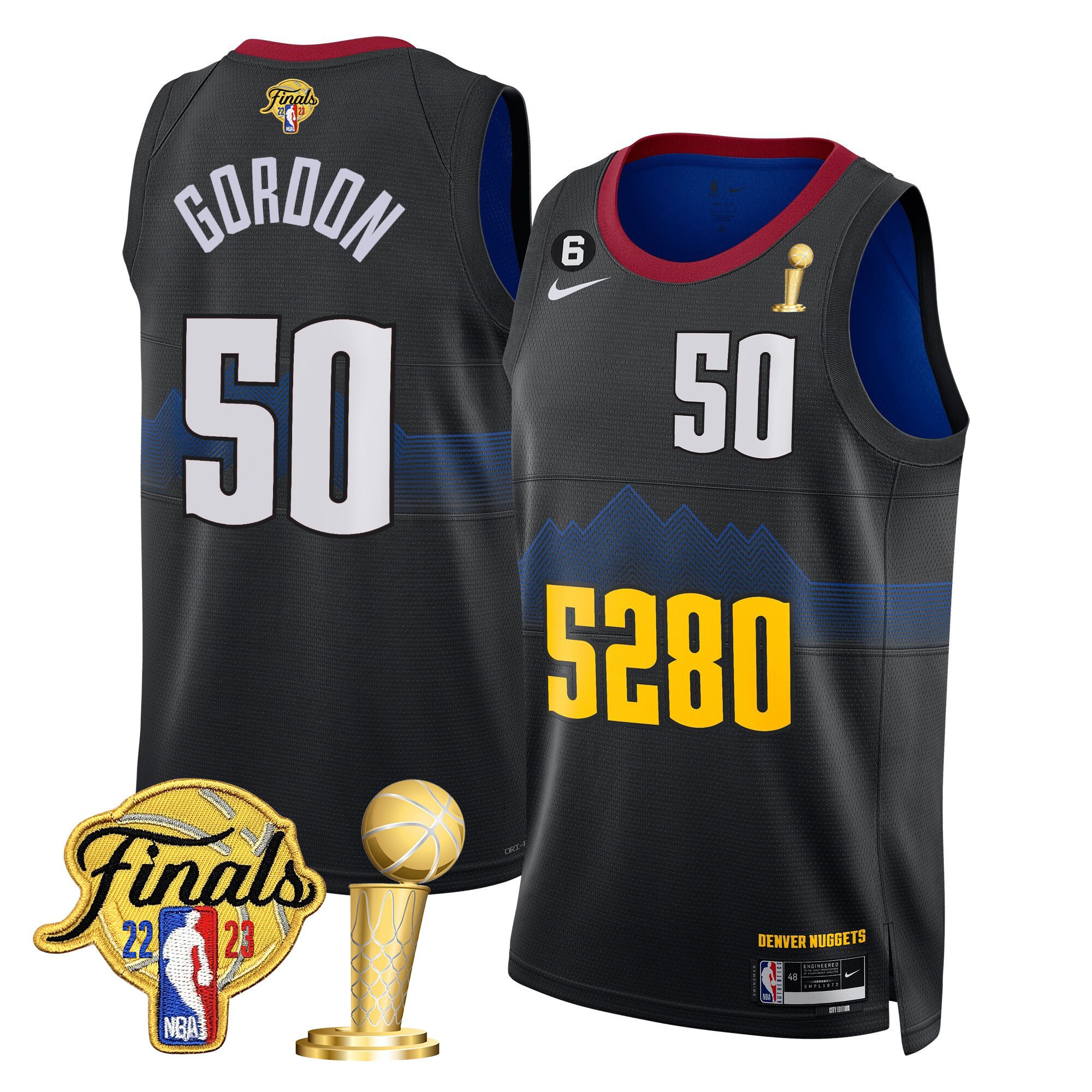 Aaron Gordon Men's Denver Nuggets 2023 Finals & Champions Patch 5280 City Jersey - All Stitched