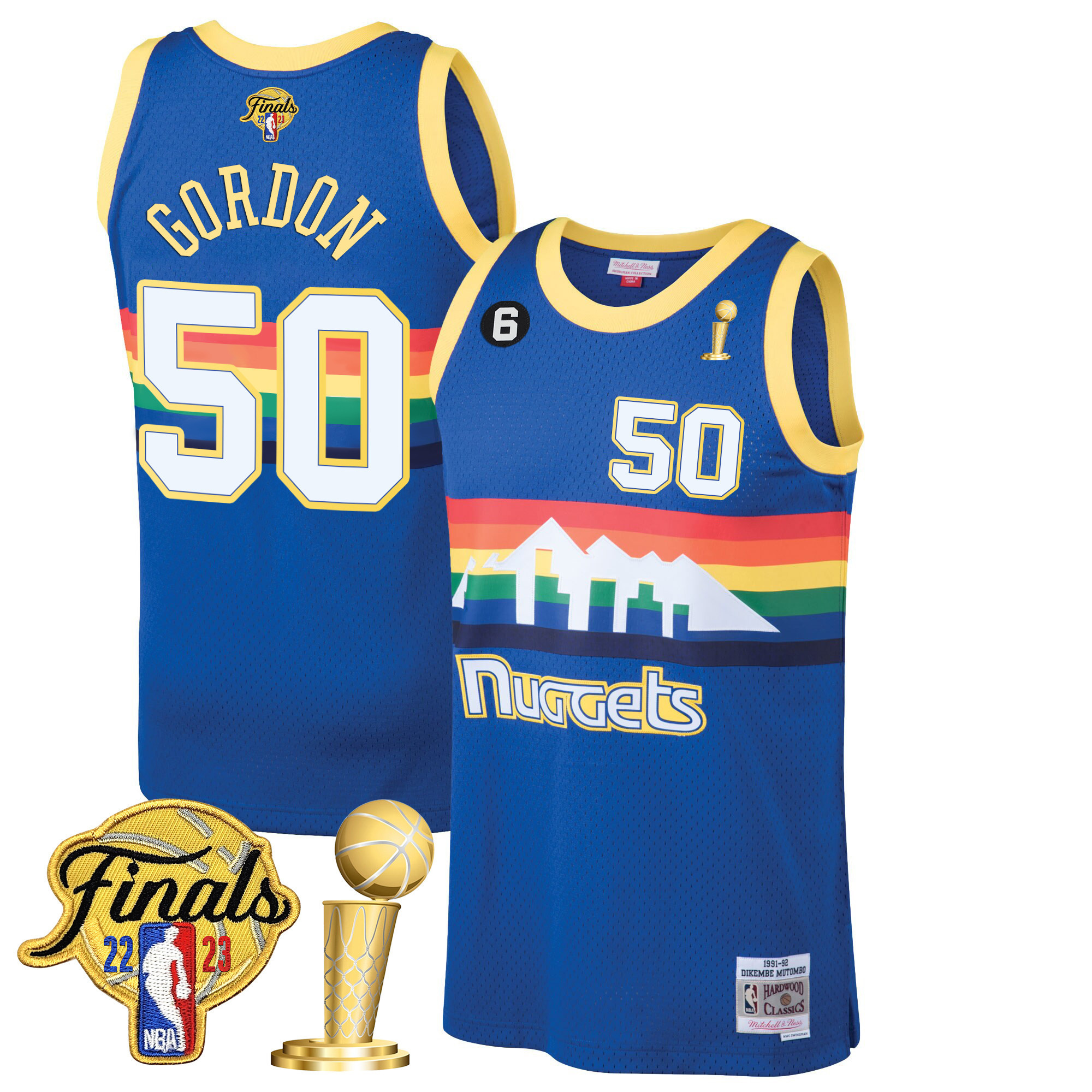 Aaron Gordon Men's Denver Nuggets 2023 Finals & Champions Patch Blue Classic Jersey - All Stitched