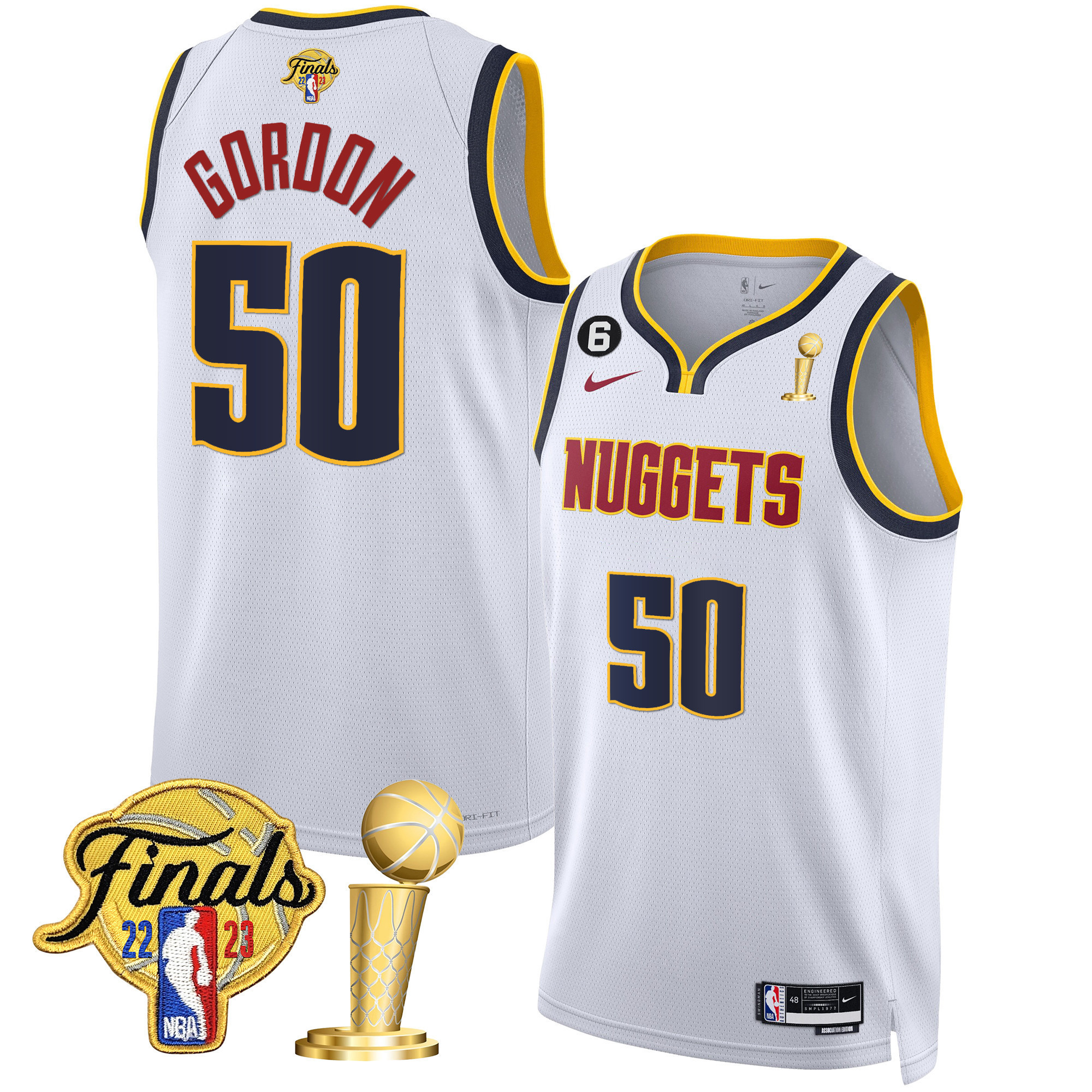 Aaron Gordon Men's Denver Nuggets 2023 Finals & Champions Patch Gold Association Jersey - All Stitched
