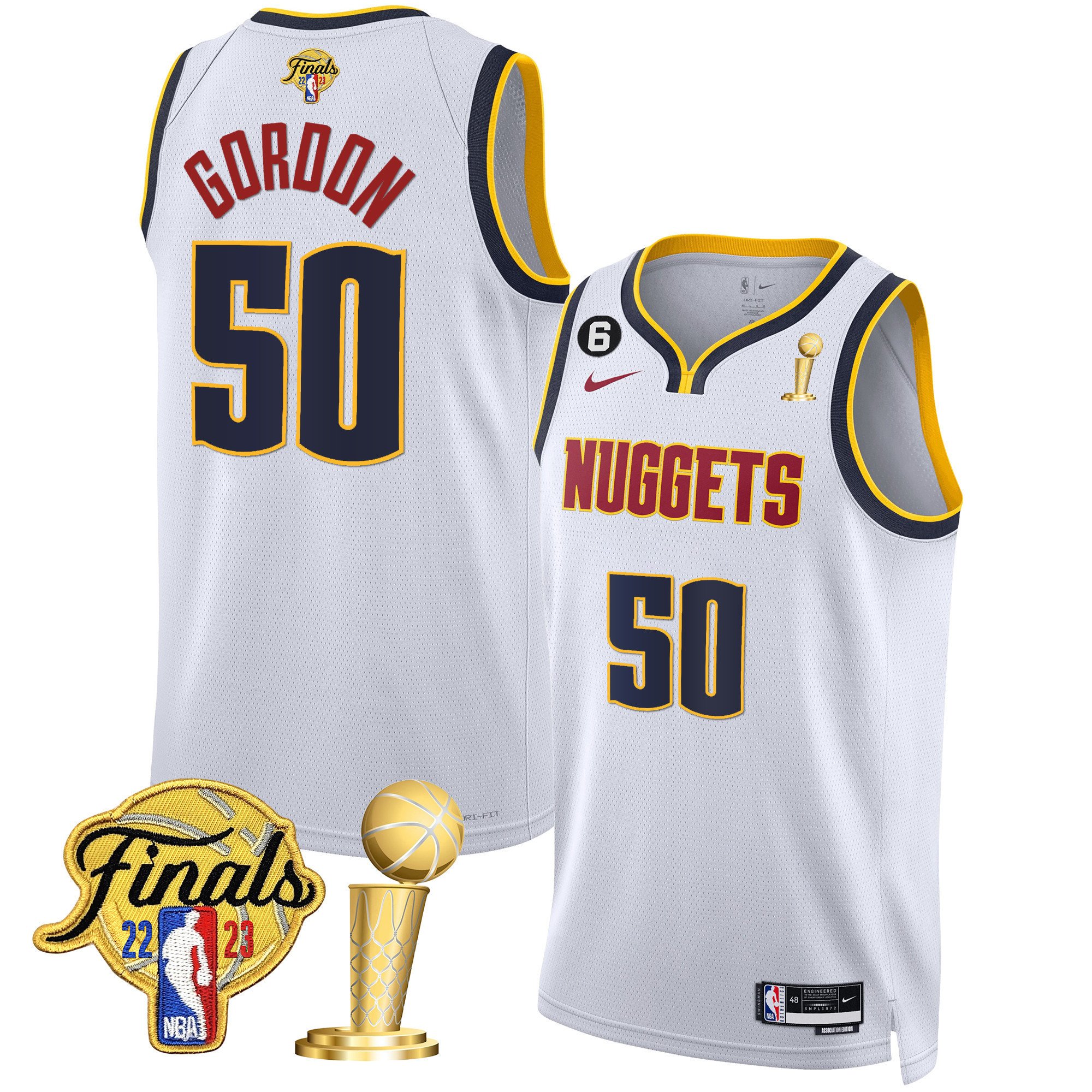 Aaron Gordon Men's Denver Nuggets 2023 Finals & Champions Patch Gold Association Jersey - All Stitched