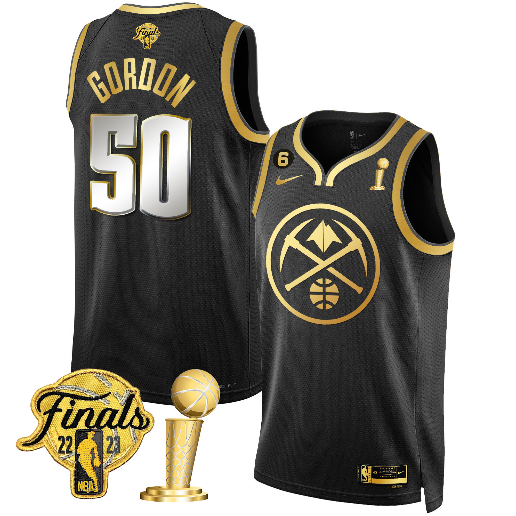 Aaron Gordon Men's Denver Nuggets 2023 Finals & Champions Patch Gold Special Black Limited Jersey - All Stitched