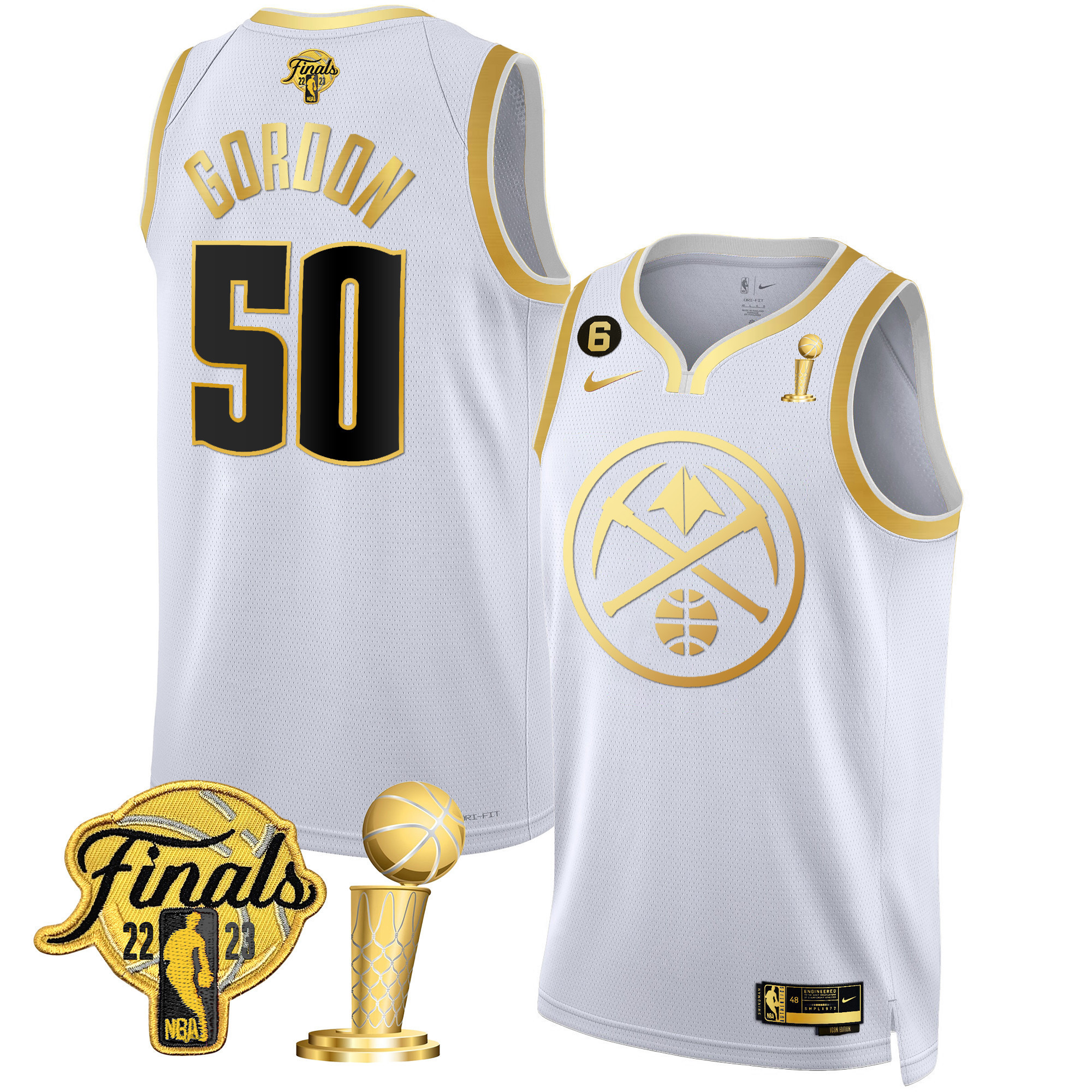 Aaron Gordon Men's Denver Nuggets 2023 Finals & Champions Patch Gold Special White Gold Jersey - All Stitched