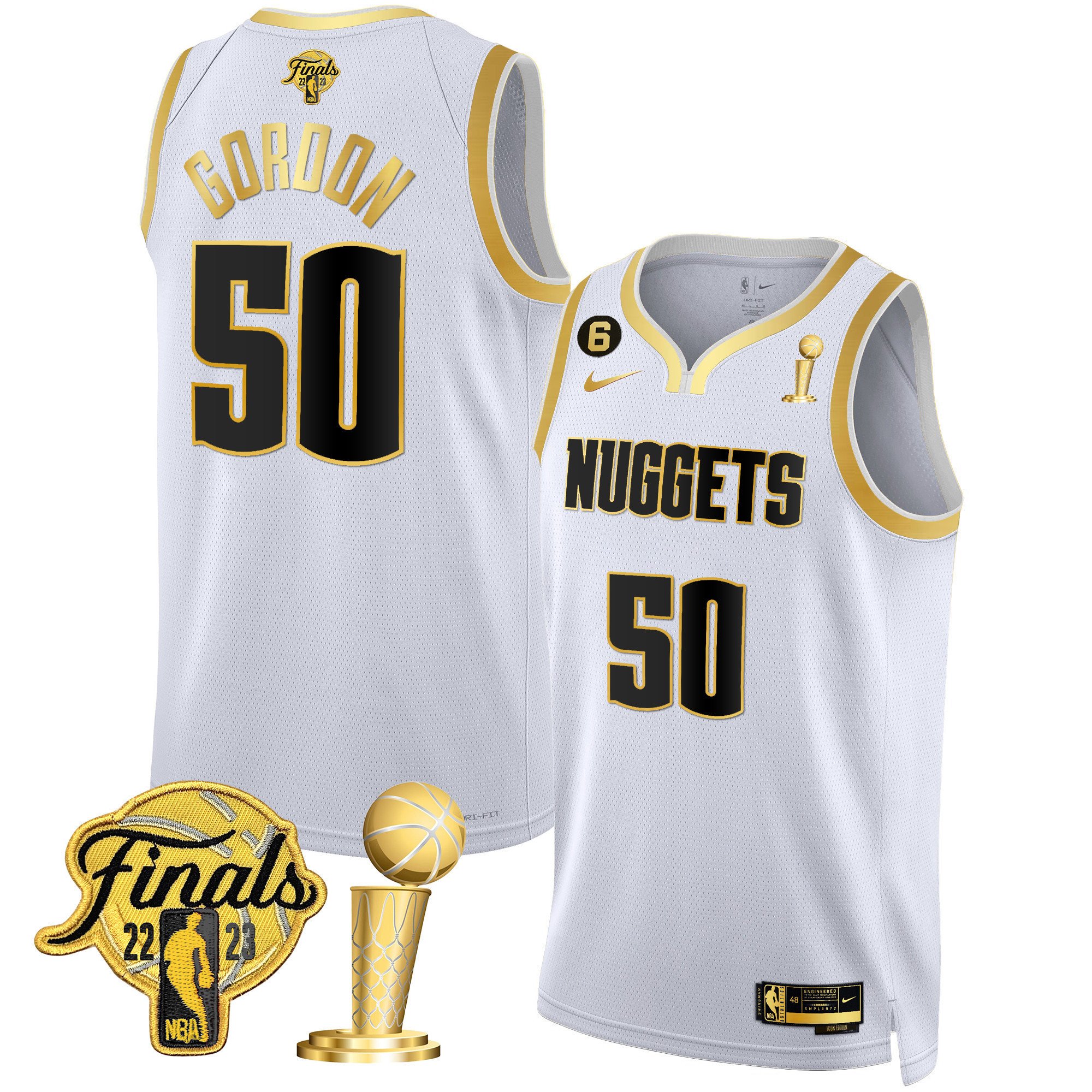 Aaron Gordon Men's Denver Nuggets 2023 Finals & Champions Patch Gold White Gold Jersey - All Stitched