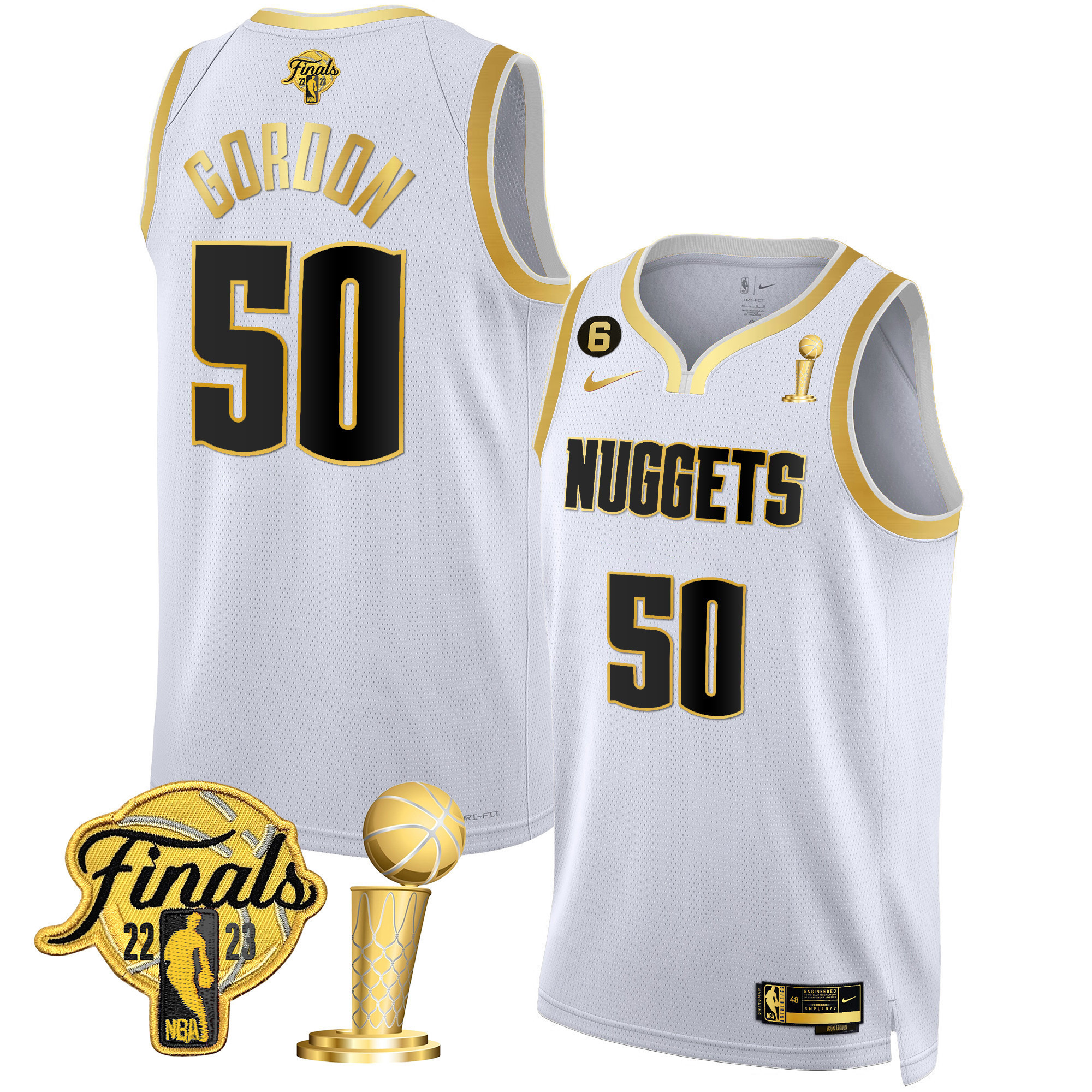 Aaron Gordon Men's Denver Nuggets 2023 Finals & Champions Patch Gold White Gold Jersey - All Stitched