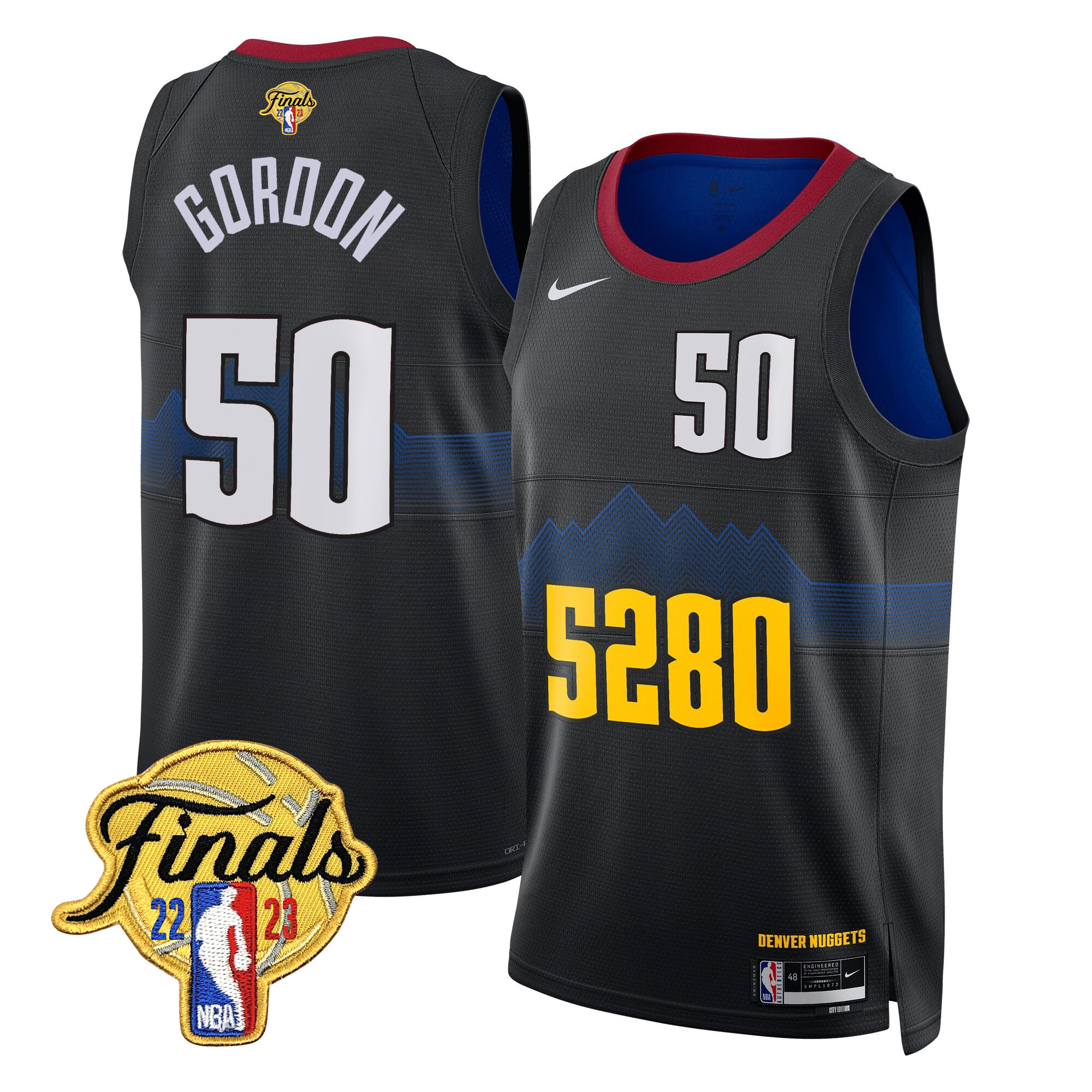 Aaron Gordon Men's Denver Nuggets 2023 Finals Patch Collection V2 5280 City Jersey - All Stitched