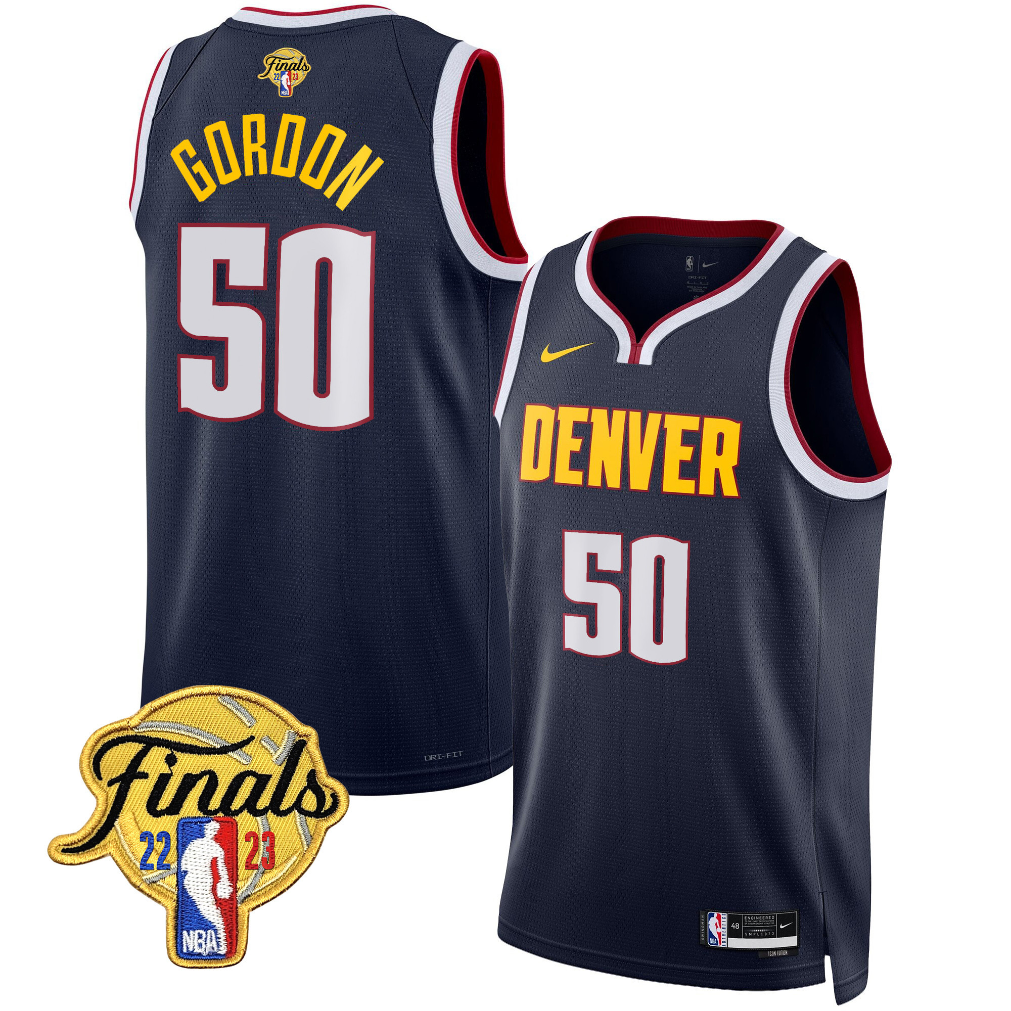 Aaron Gordon Men's Denver Nuggets 2023 Finals Patch Collection V2 Icon Jersey - All Stitched