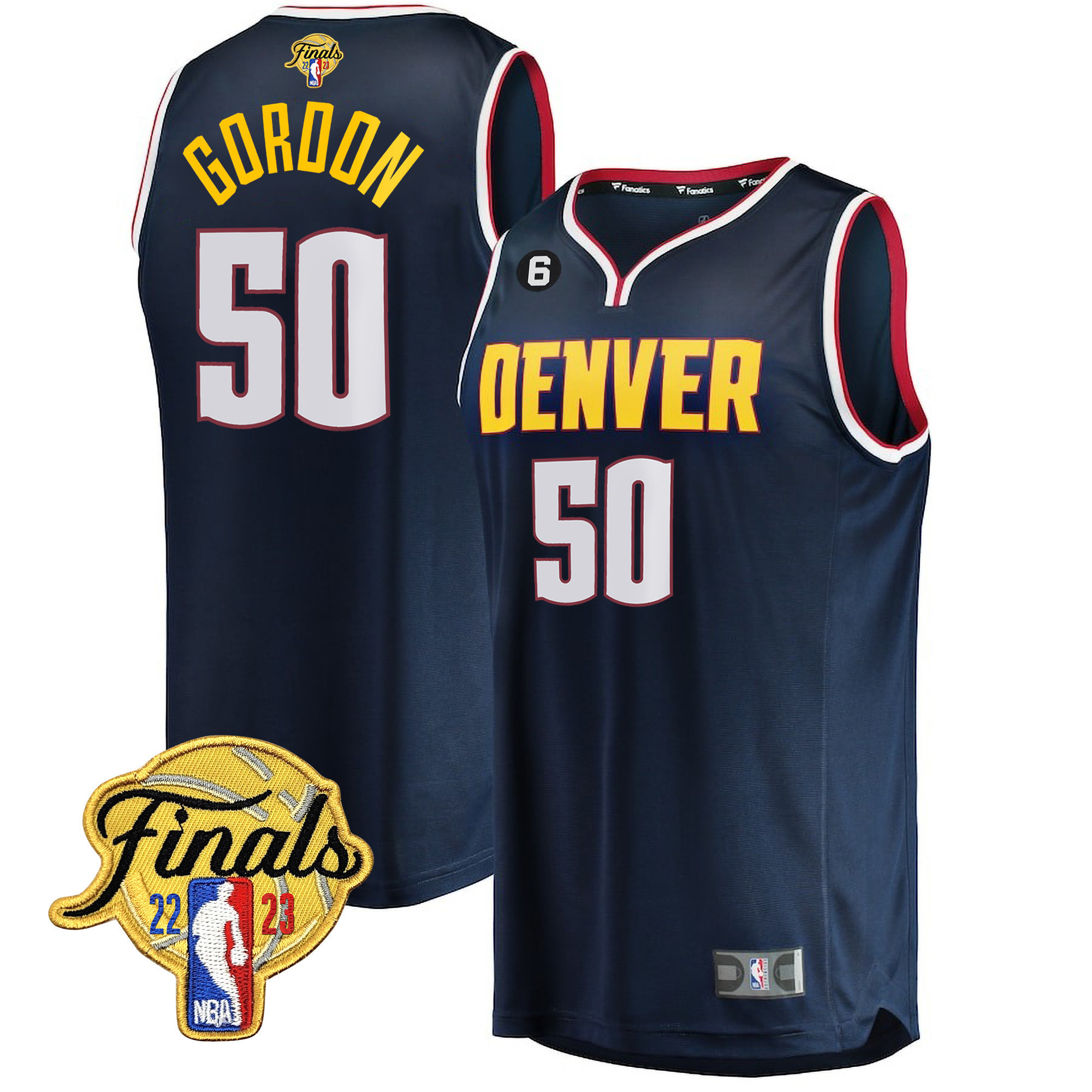 Aaron Gordon Men's Denver Nuggets 2023 Finals Patch Collection V2 Icon Navy Jersey - All Stitched