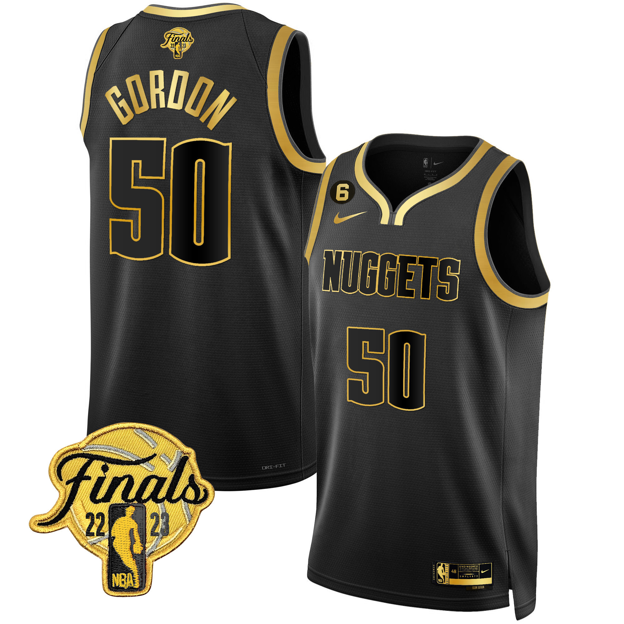 Aaron Gordon Men's Denver Nuggets 2023 Finals Patch Gold Black Gold Jersey - All Stitched