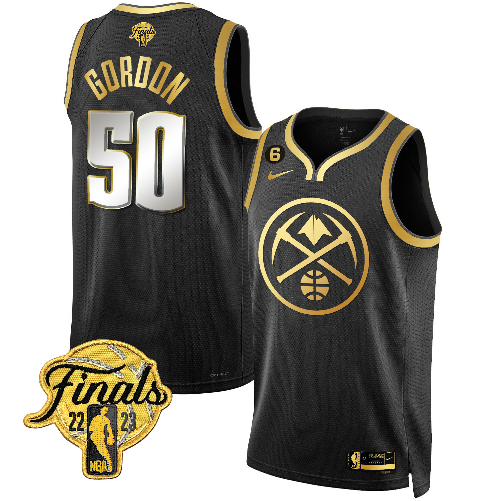Aaron Gordon Men's Denver Nuggets 2023 Finals Patch Gold Special Black Limited Jersey - All Stitched