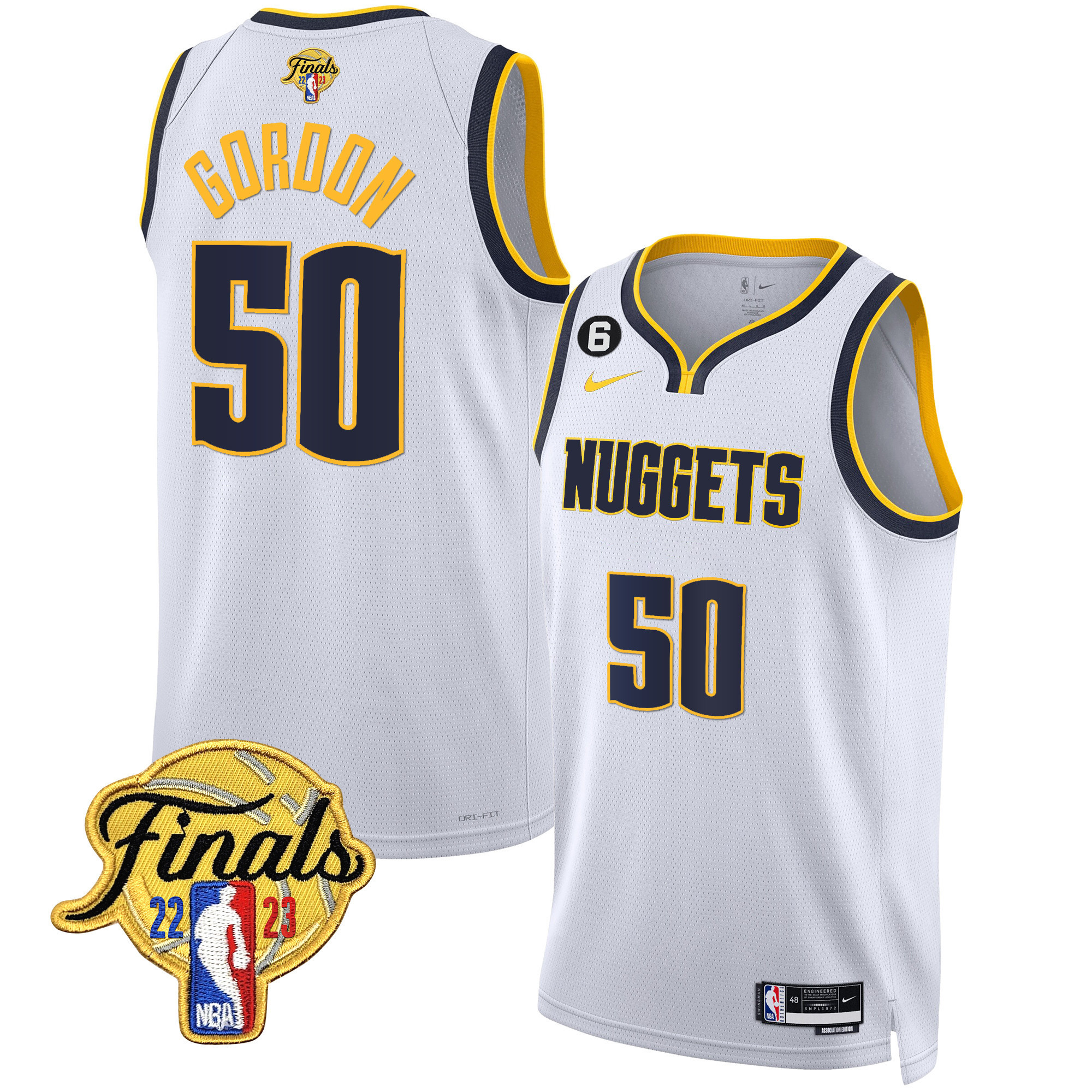 Aaron Gordon Men's Denver Nuggets 2023 Finals Patch Gold Trim Association Jersey - All Stitched