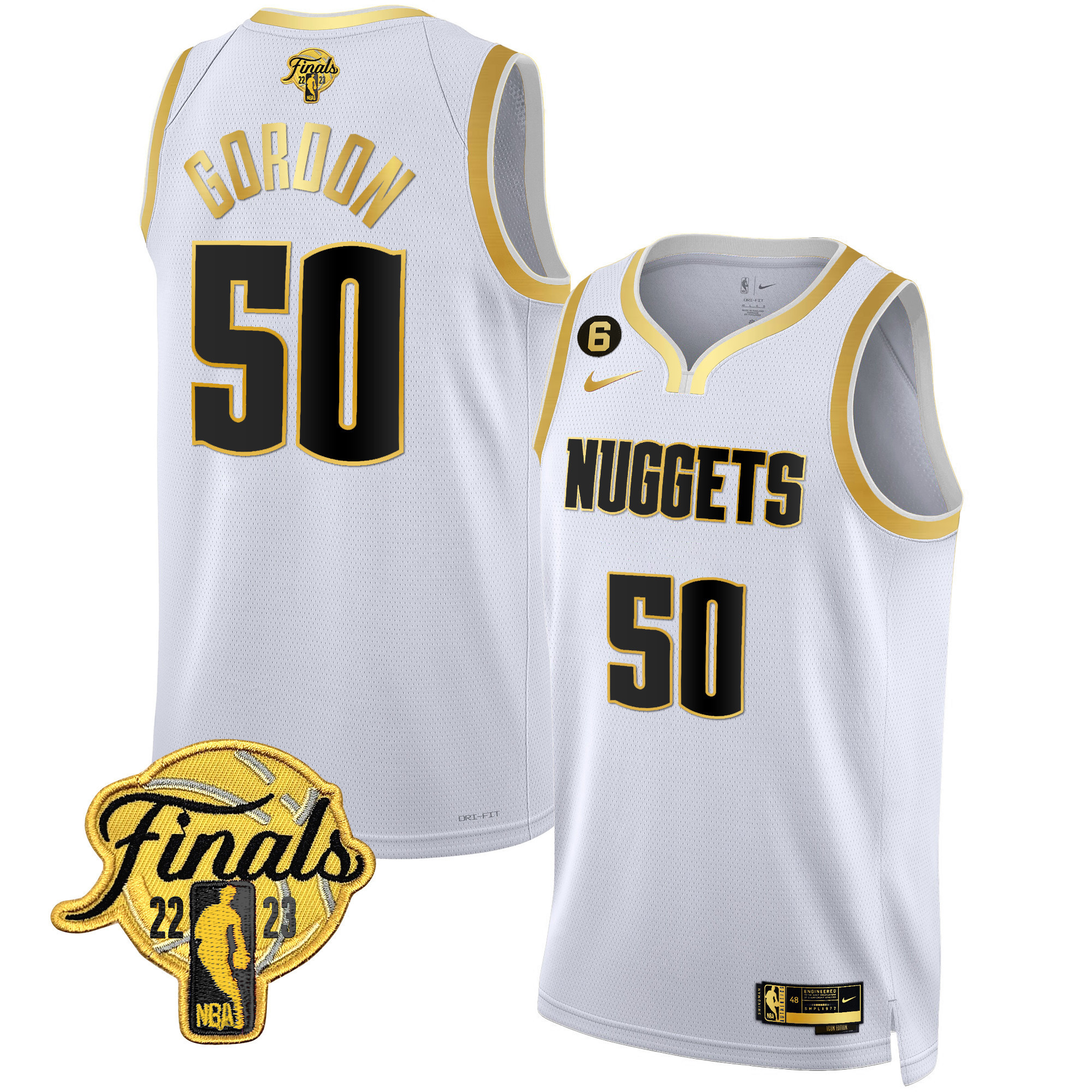 Aaron Gordon Men's Denver Nuggets 2023 Finals Patch Gold White Gold Jersey - All Stitched