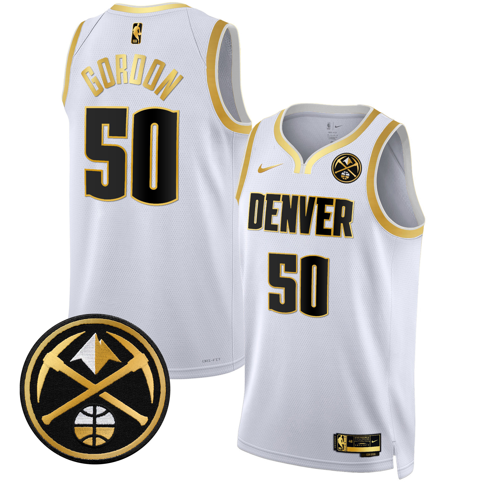 Aaron Gordon Men's Denver Nuggets Swingman White Gold Jersey - All Stitched