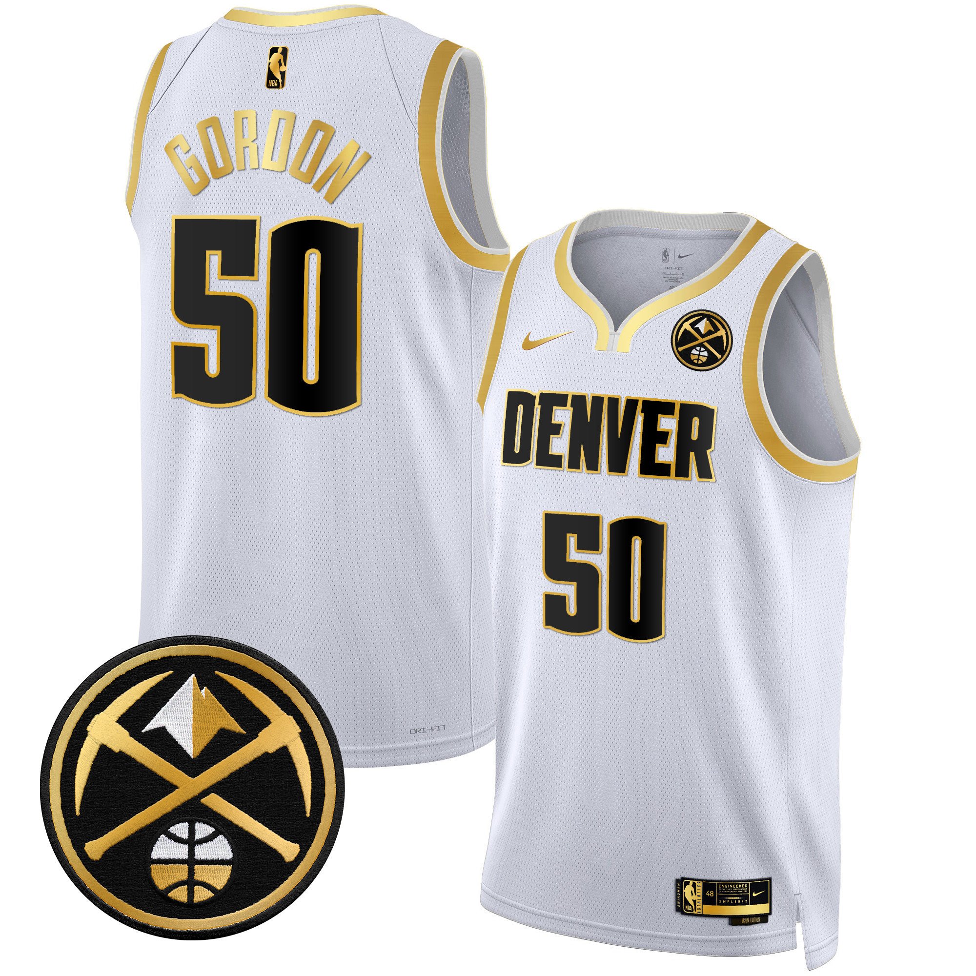 Aaron Gordon Men's Denver Nuggets Swingman White Gold Jersey - All Stitched