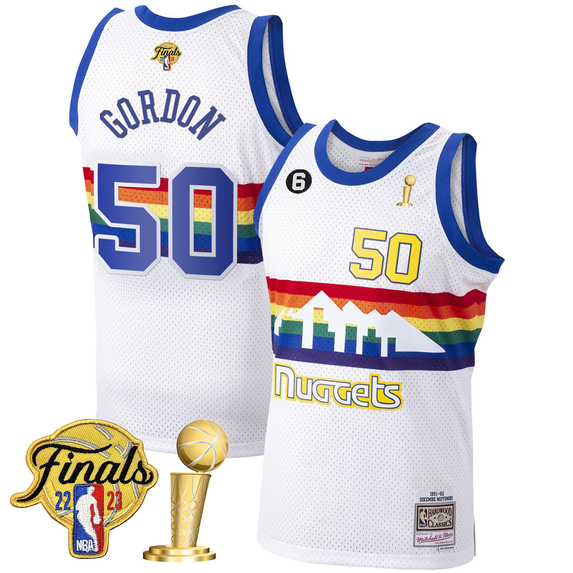 Aaron Gordon Youth's Denver Nuggets 2023 Finals & Champions Patch White Classic Jersey - All Stitched