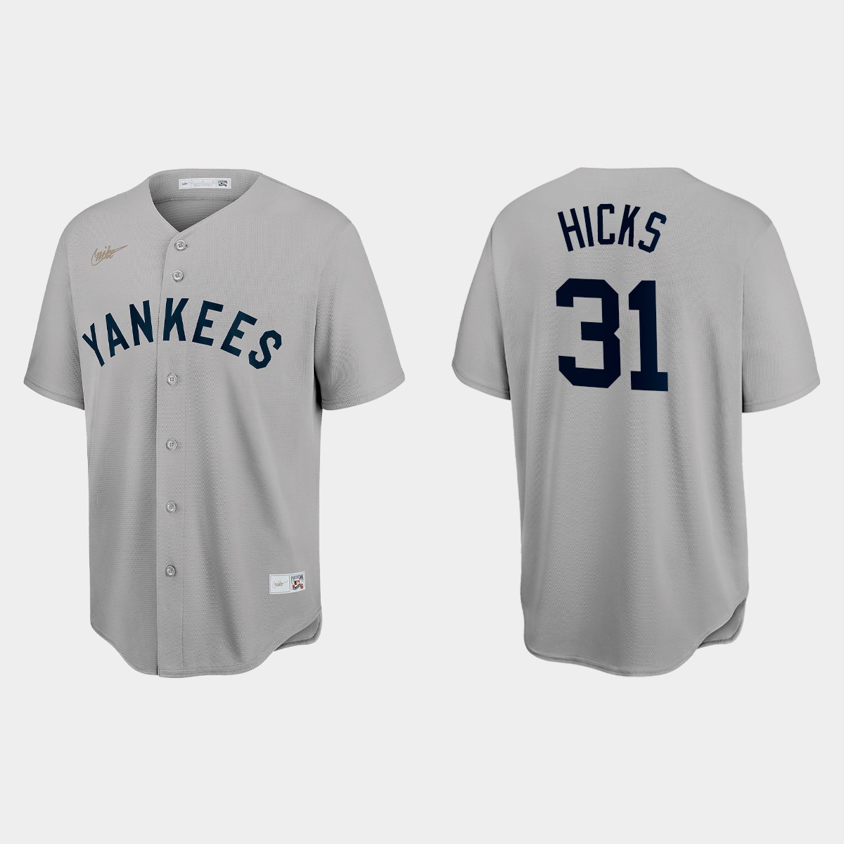 Aaron Hicks New York Yankees Cooperstown Throwback Jersey – Gray