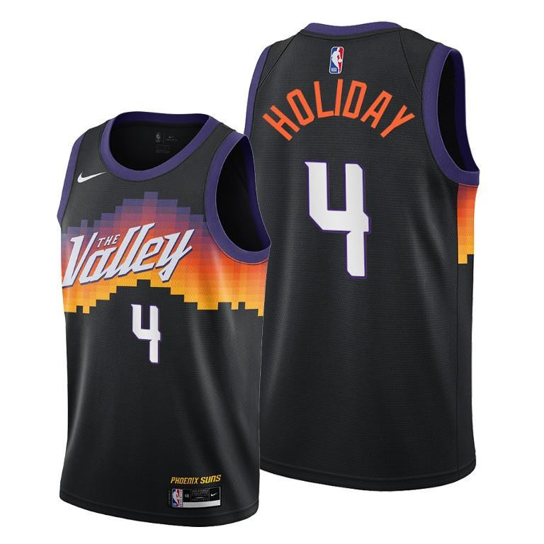 Aaron Holiday 4 Phoenix Suns 2022 City Edition Black Stitched Jersey 75th Diamond Badge Stitched Jersey