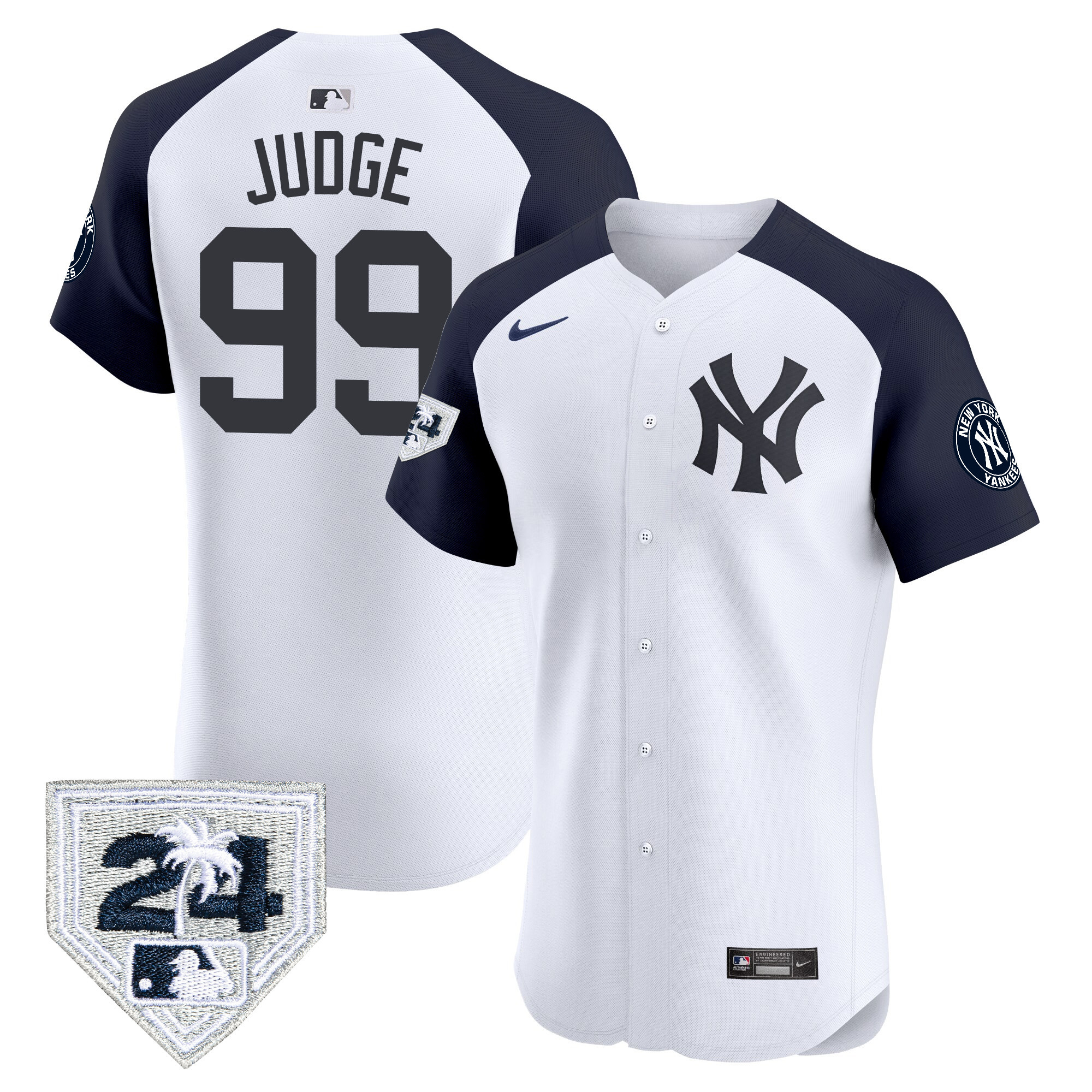 Aaron Judge Men's New York Yankees 2024 Spring Training Patch Vapor Premier Elite V2 White Alternate Jersey - All Stitched