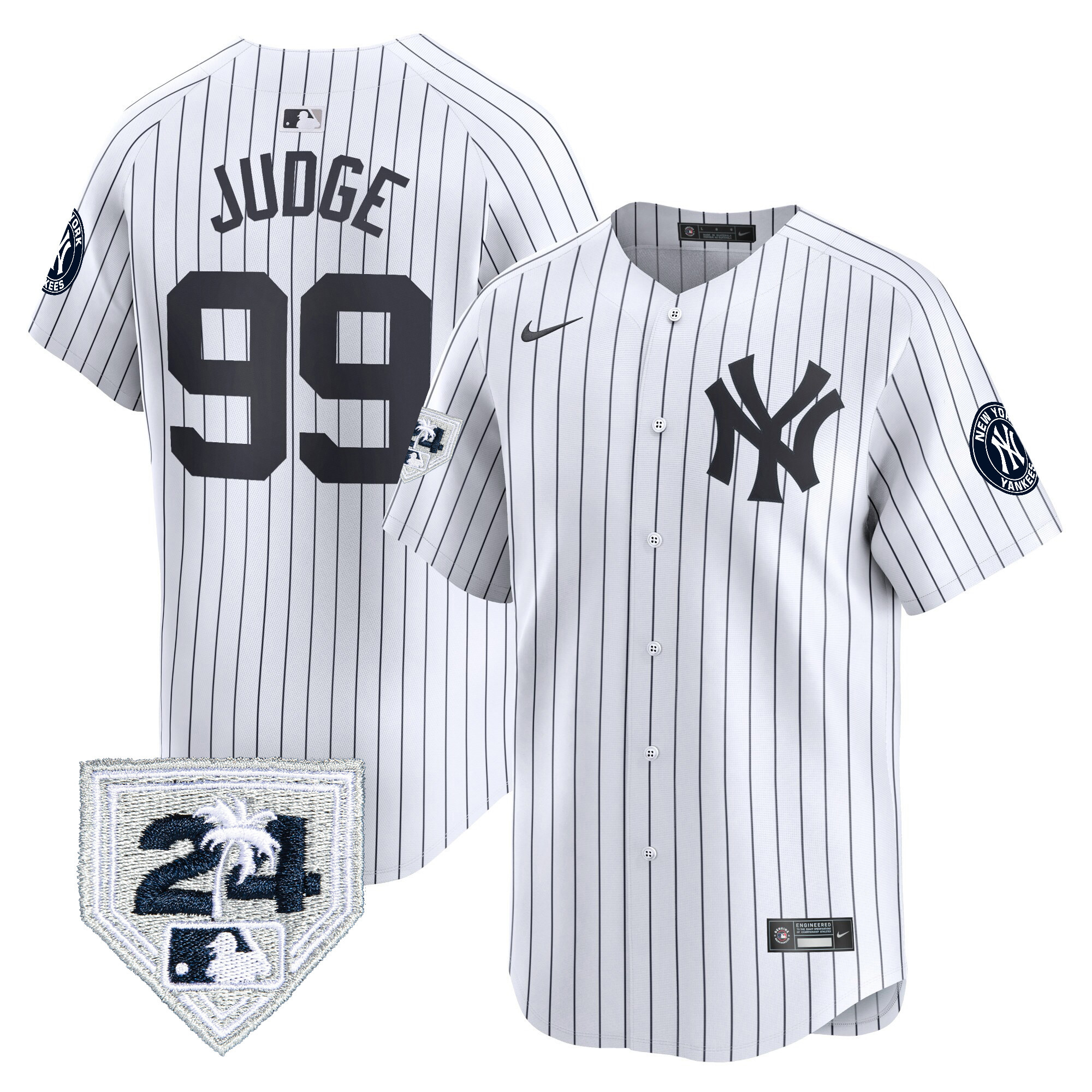 Aaron Judge Men's New York Yankees 2024 Spring Training Patch Vapor Premier Limited V3 White Jersey - All Stitched