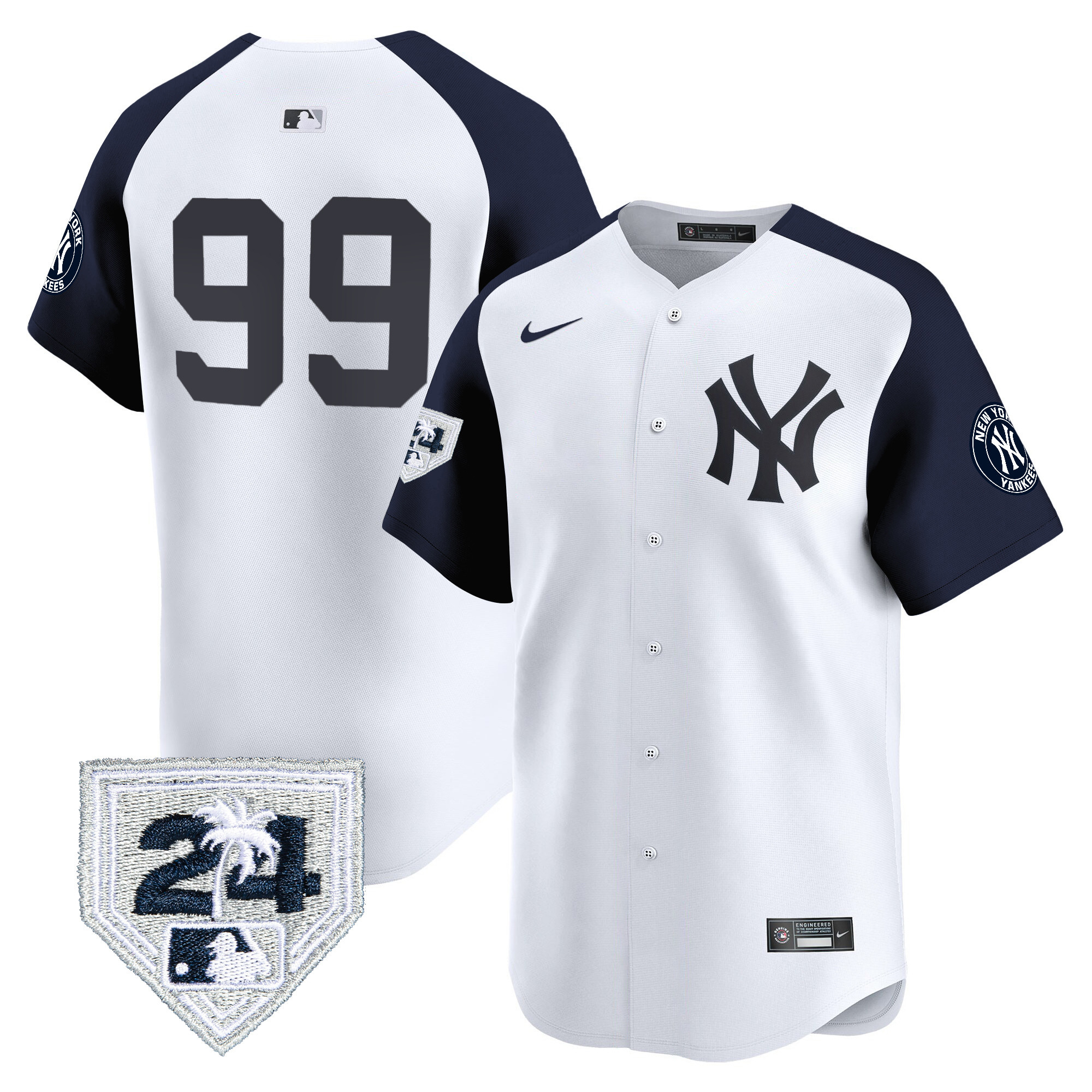 Aaron Judge Men's New York Yankees 2024 Spring Training Patch Vapor Premier Limited V4 White Alternate Jersey - All Stitched