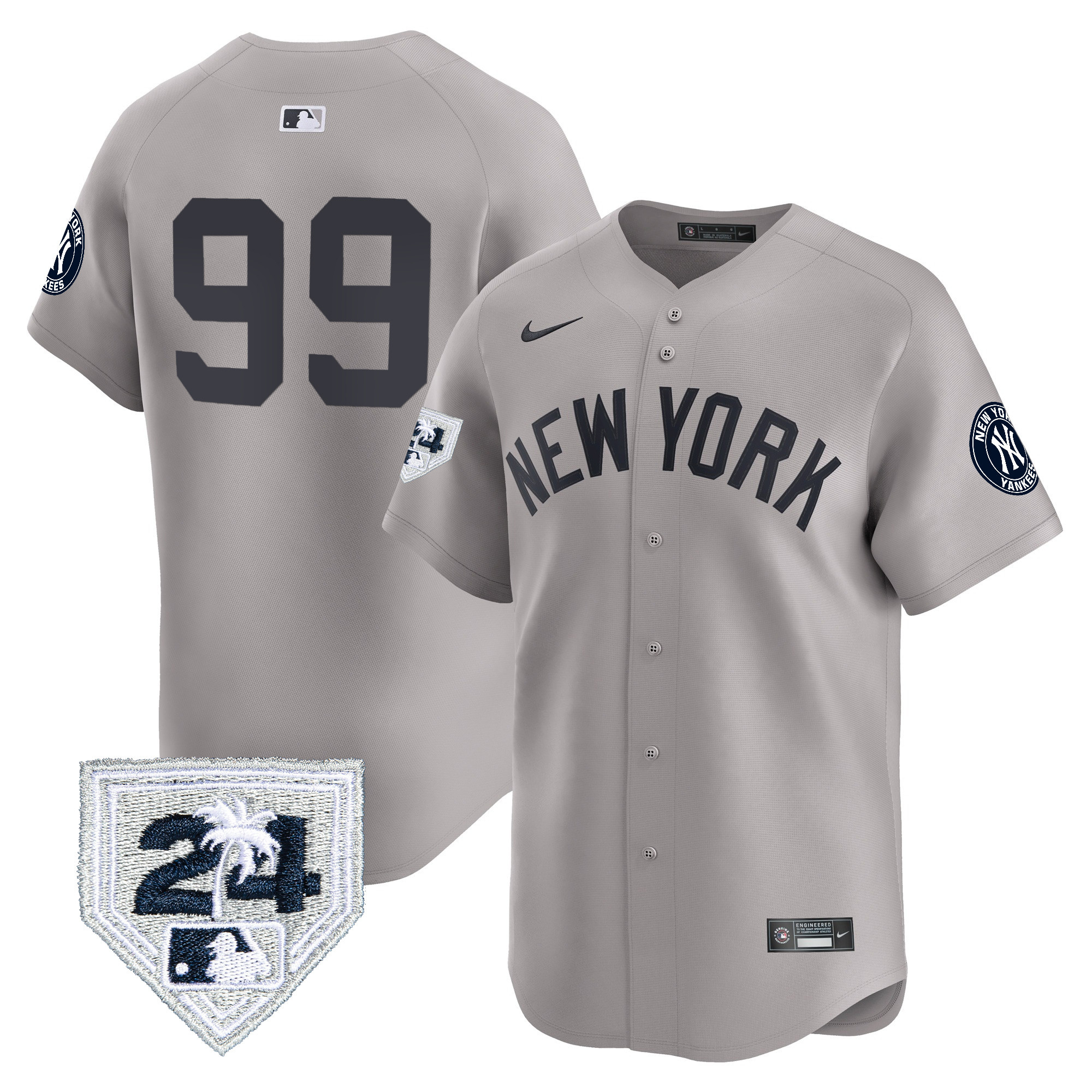 Aaron Judge Men's New York Yankees 2024 Spring Training Patch Vapor Premier Limited V5 Gray Jersey - All Stitched