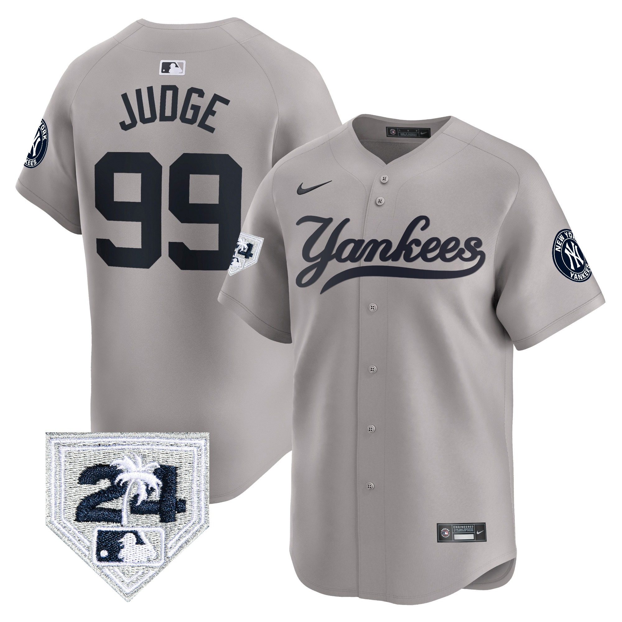 Aaron Judge Men's New York Yankees 2024 Spring Training Patch Vapor Premier Limited V6 Gray Jersey - All Stitched
